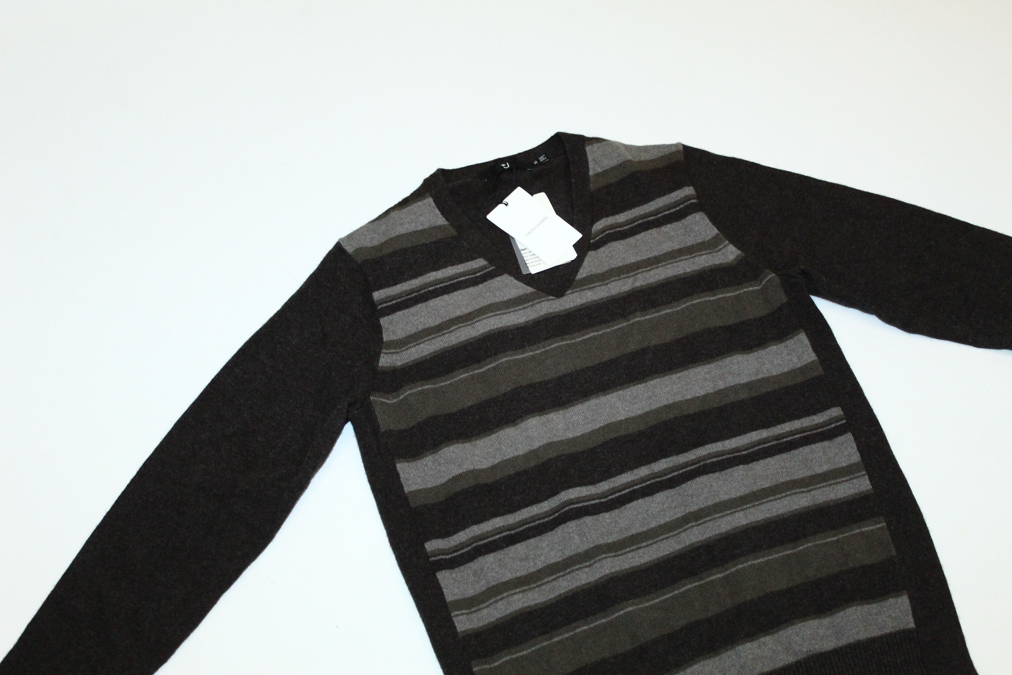 Jil Sander × Uniqlo Jil Sander x UniQlo Stretch Cashmere Striped V-neck Sweater Size US M / EU 48-50 / 2 - 8 Thumbnail