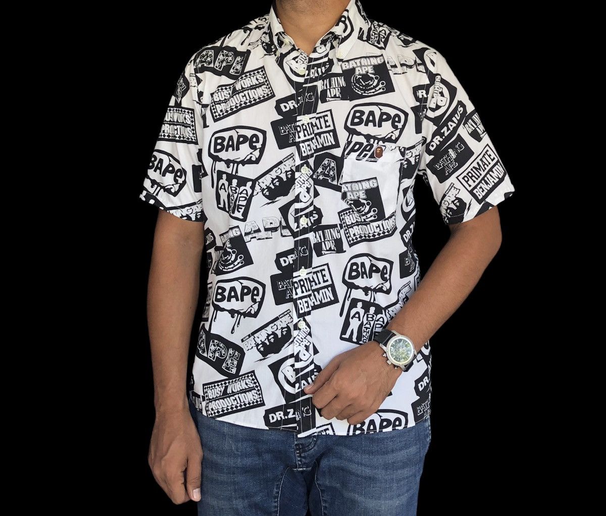 Bape A Bathing Ape Dr Zaius Button Up S/S Shirt Size US S / EU 44-46 / 1 - 2 Thumbnail