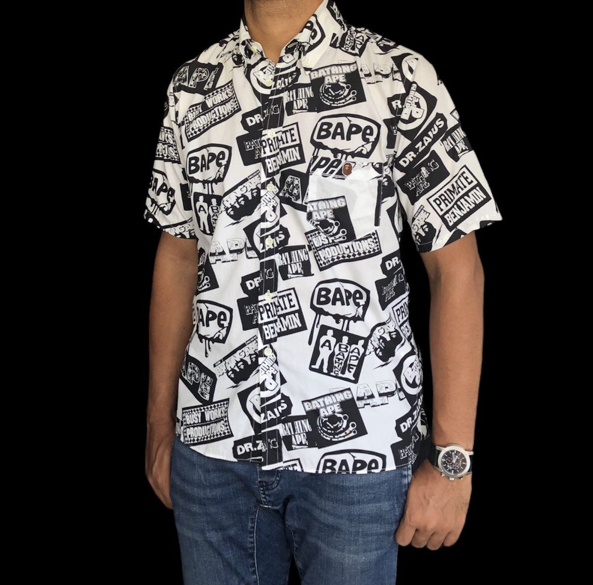 Bape A Bathing Ape Dr Zaius Button Up S/S Shirt Size US S / EU 44-46 / 1 - 3 Thumbnail