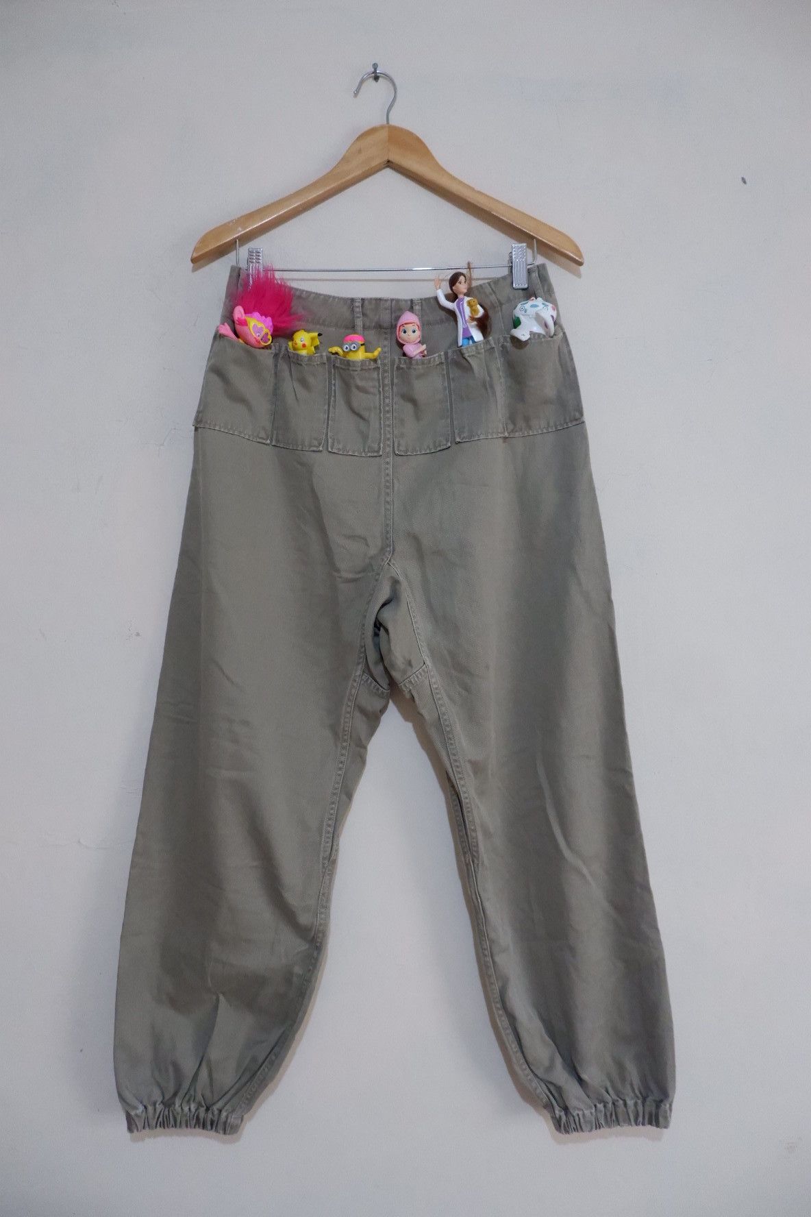 image of Kapital Multi Pocket Ribbed Leg Pants in Khaki, Men's (Size 31)