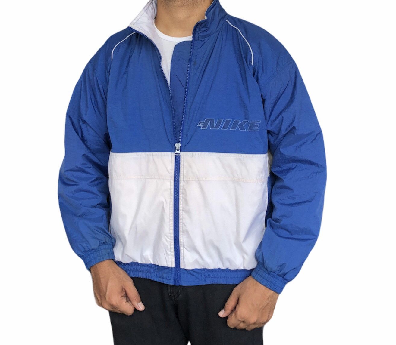 Nike 🔥Vintage 90s Nike swoosh big logo two tones light jackets Size US M / EU 48-50 / 2 - 2 Thumbnail