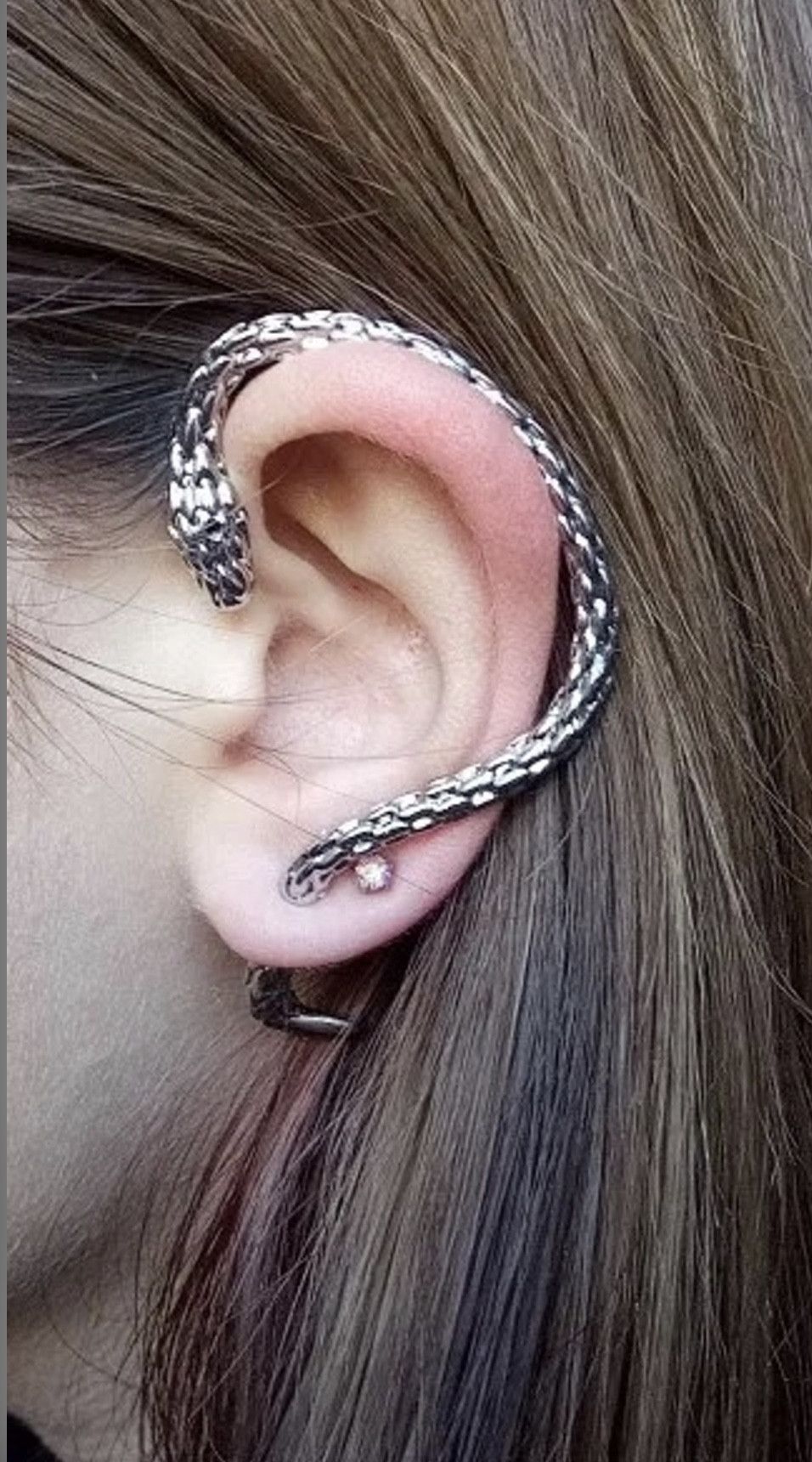 Other Silver Color Snake Shape Earring Size ONE SIZE - 1 Thumbnail