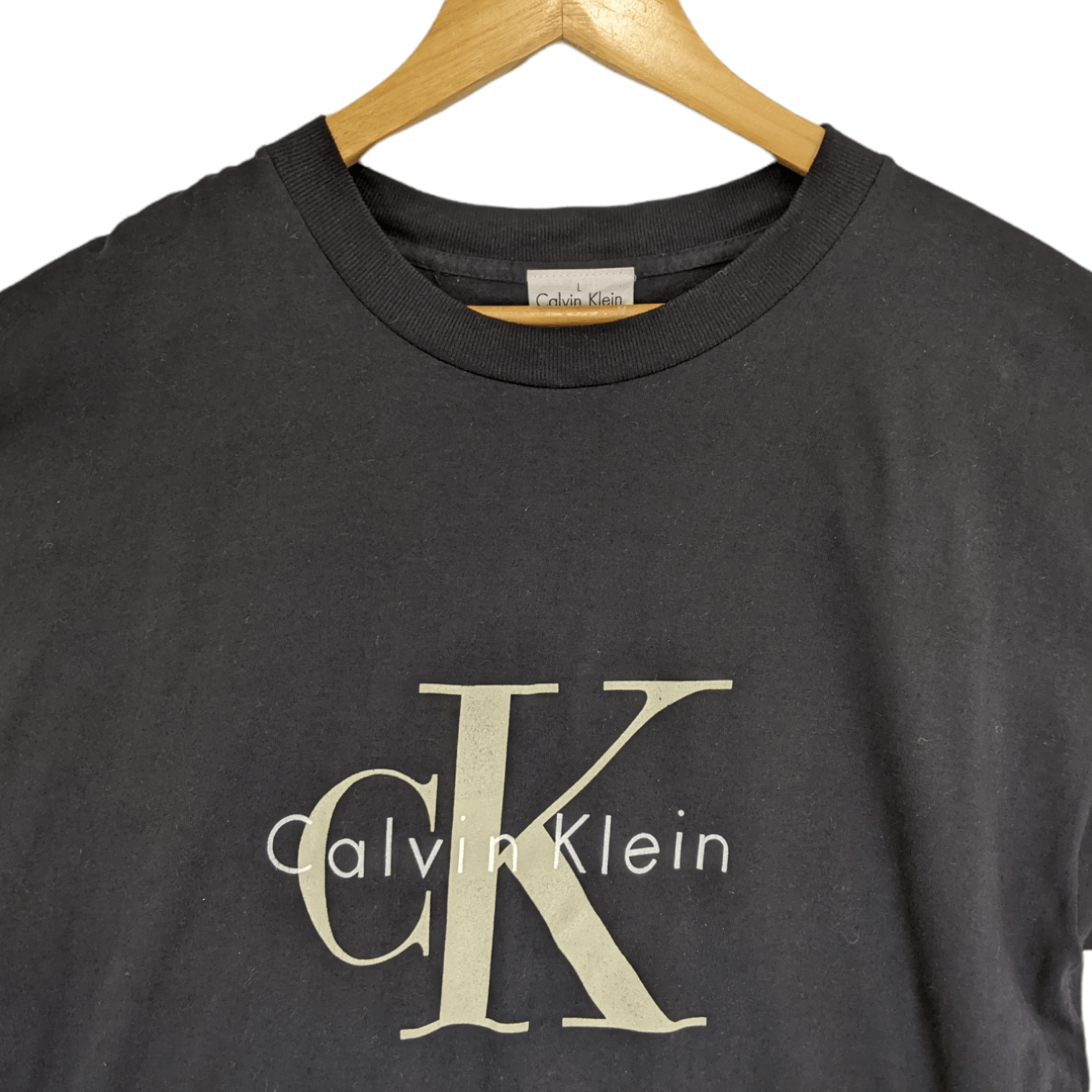 Calvin Klein × Vintage Vintage 90's CALVIN KLEIN Big Logo T-Shirt Single Stitches Size US L / EU 52-54 / 3 - 4 Thumbnail