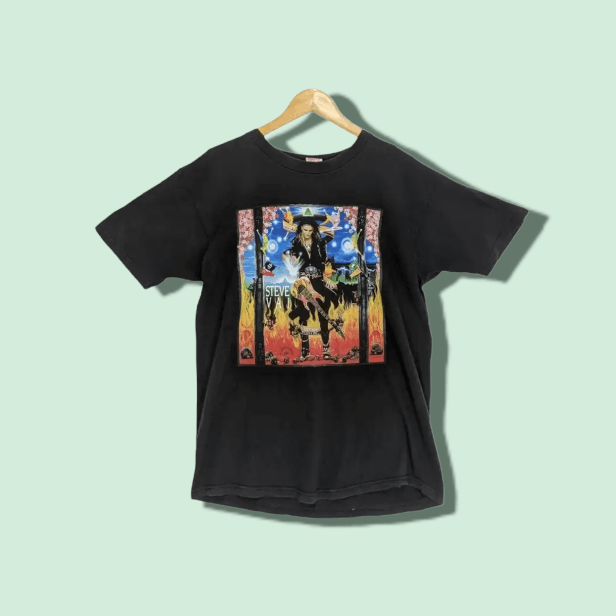 image of Rock Band x Rock T Shirt Vintage 2000's Steve Vai What A Nice Little Boy T-Shirt in Black (Size Lar