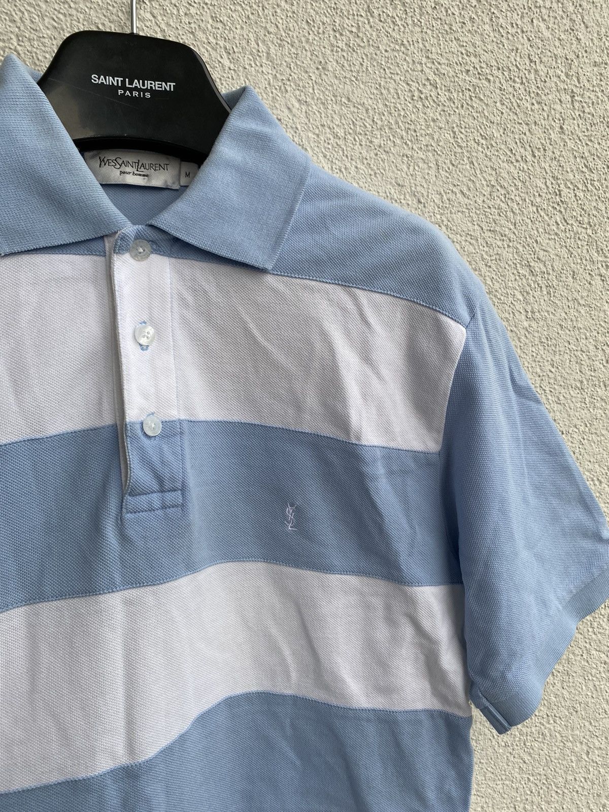 Yves Saint Laurent YSL Polo Logo Summer YSL T-shirt blue white Size US M / EU 48-50 / 2 - 6 Thumbnail