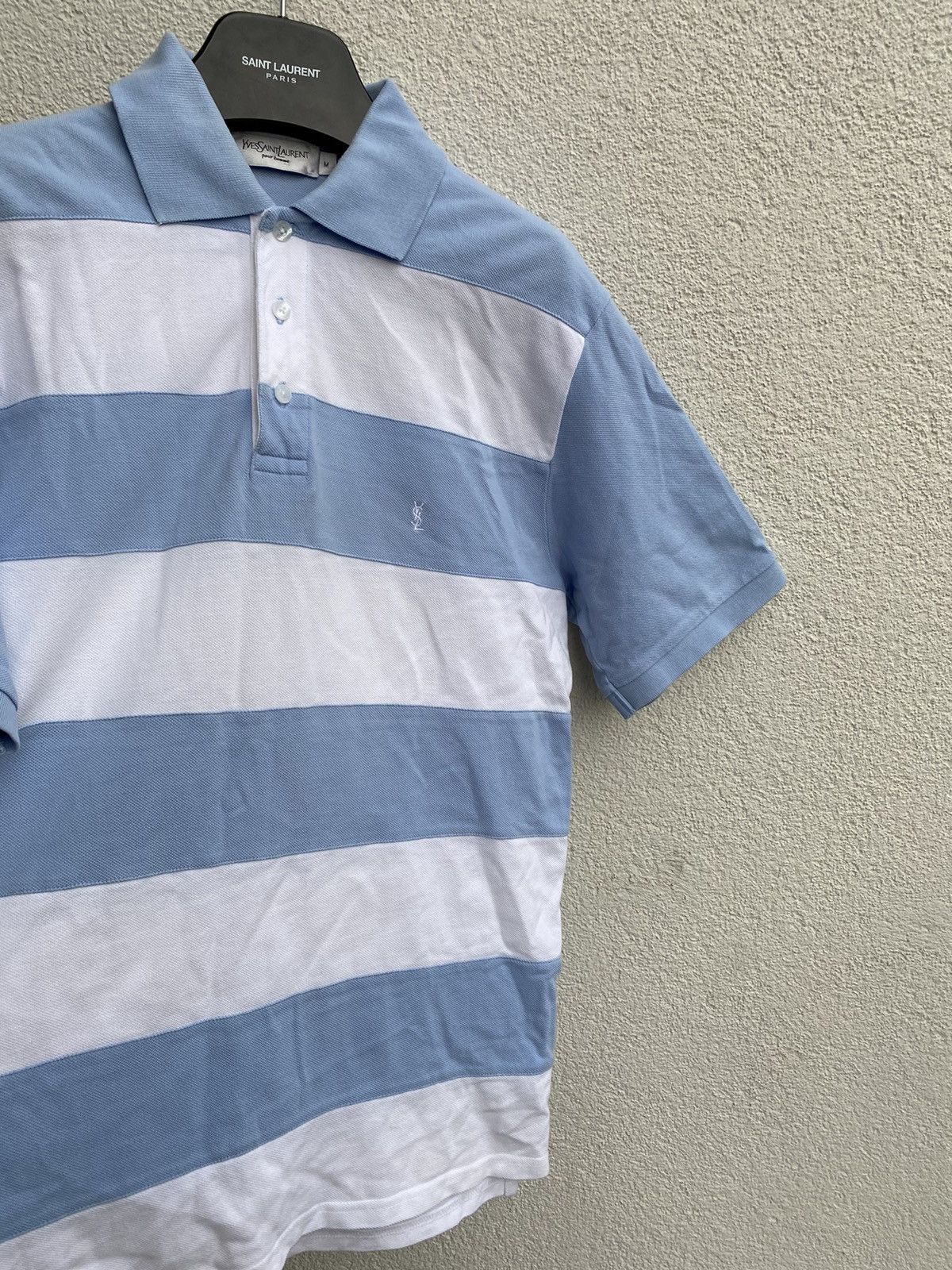 Yves Saint Laurent YSL Polo Logo Summer YSL T-shirt blue white Size US M / EU 48-50 / 2 - 17 Thumbnail