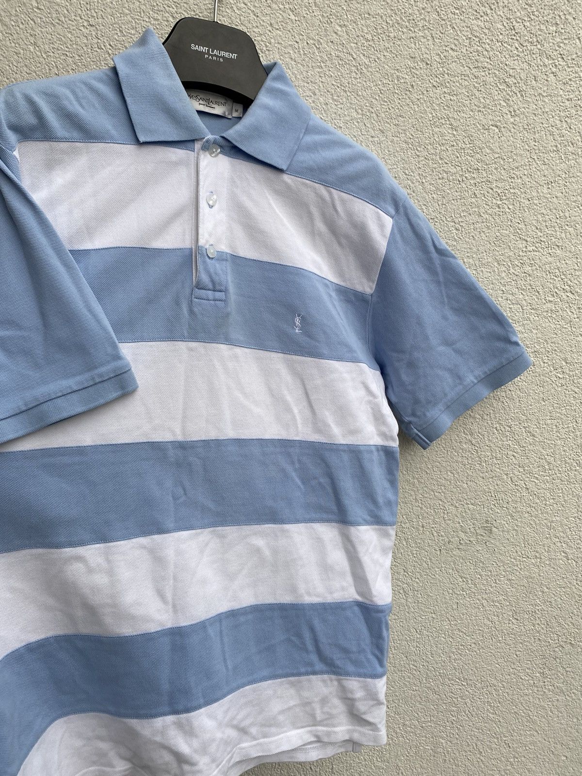 Yves Saint Laurent YSL Polo Logo Summer YSL T-shirt blue white Size US M / EU 48-50 / 2 - 16 Thumbnail