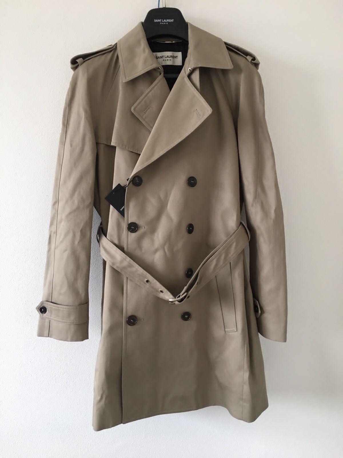 image of Saint Laurent Paris Ss'19 Trench Coat in Beige, Men's (Size Medium)