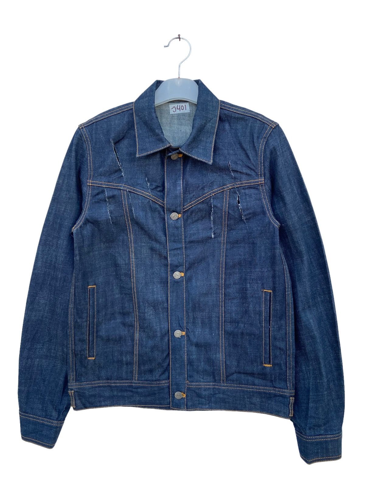 image of Black Rebel Distressed Denim Jacket in Blue, Men's (Size Medium)