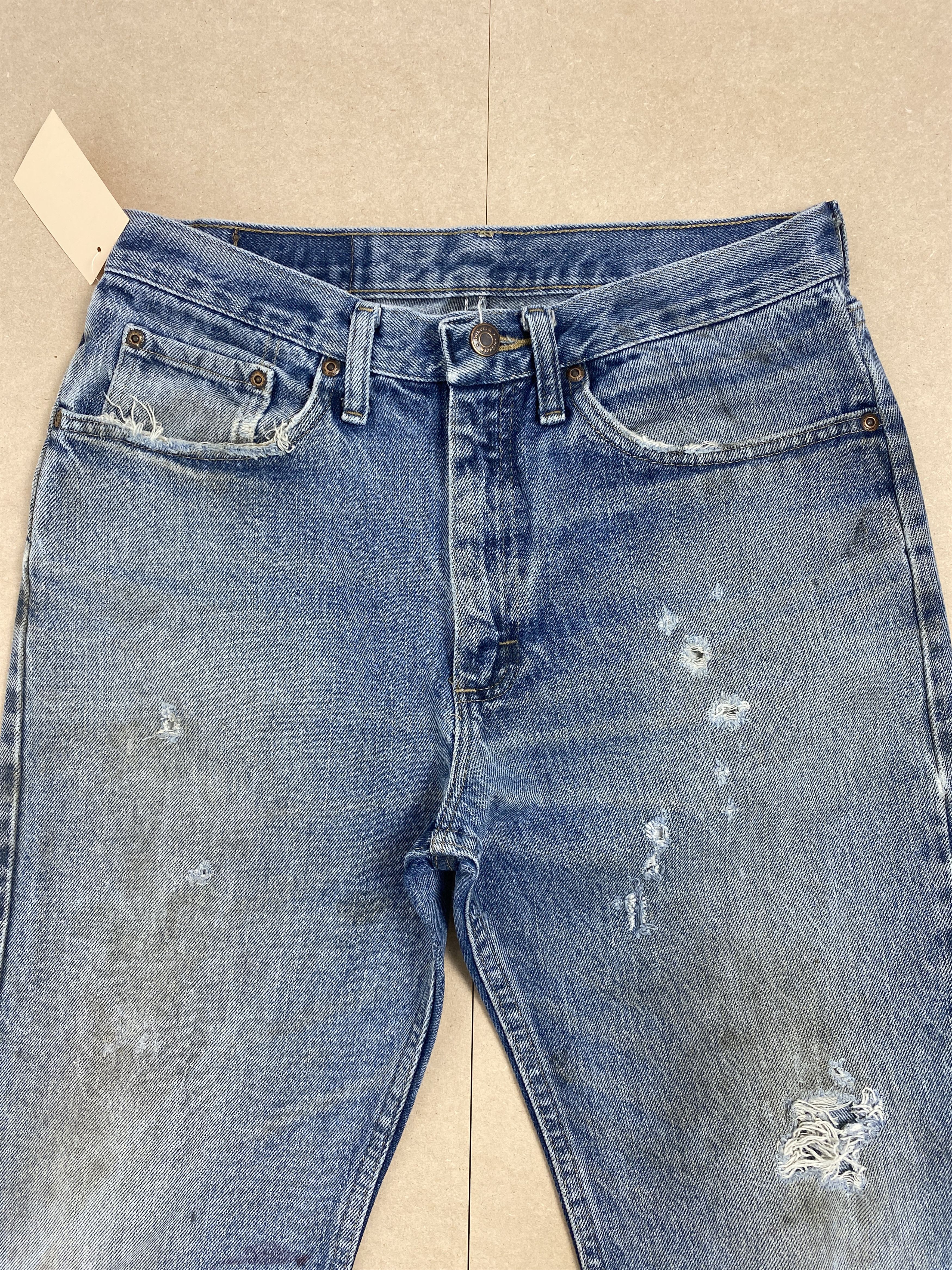 Vintage × Wrangler Vintage Wrangler Distressed Faded StraightCut Mid Wash Jeans Size US 31 - 2 Thumbnail