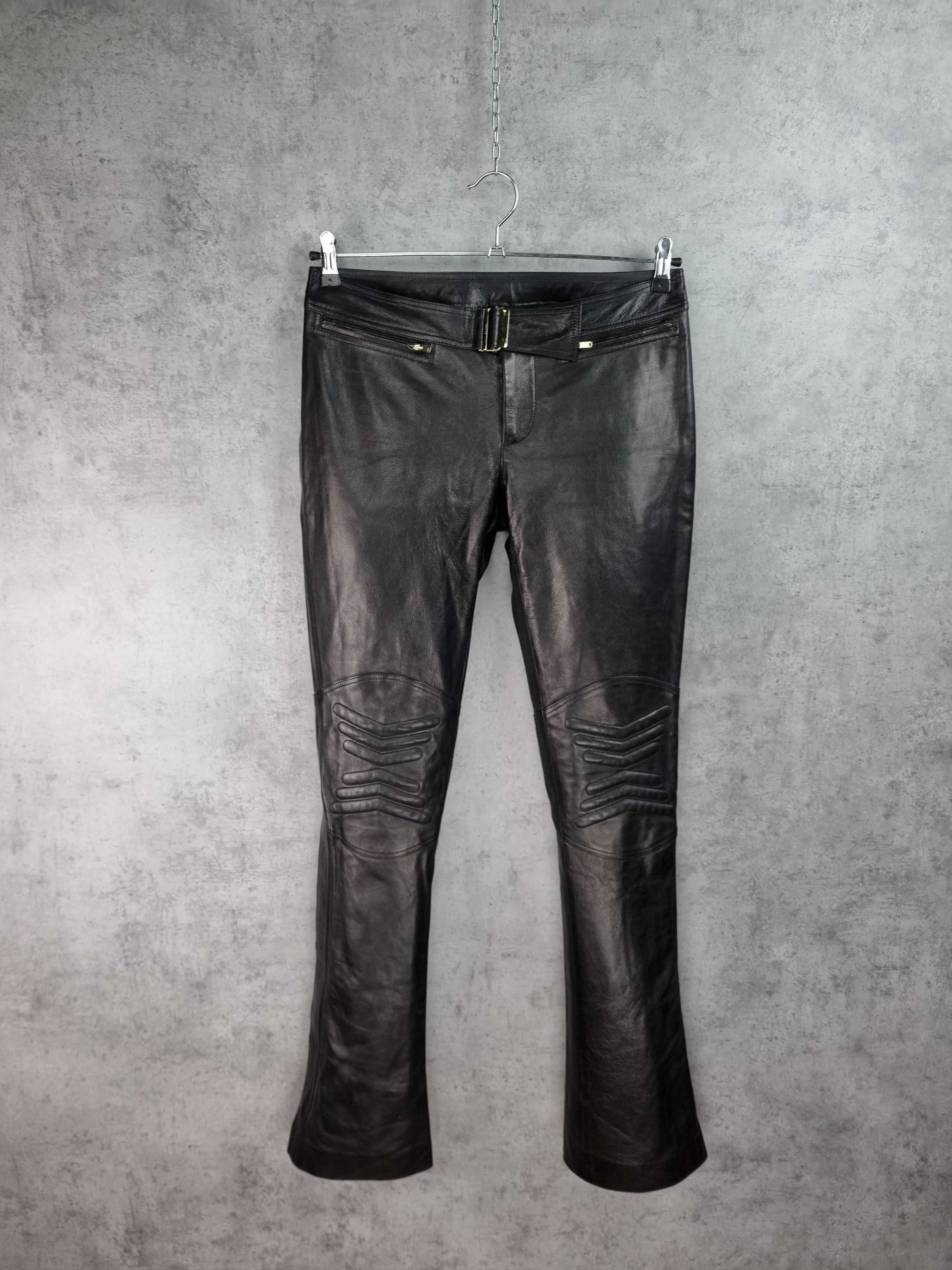 Gucci × Leather × Tom Ford 90s Gucci Leather Double Knees Biker Pants TOM FORD era Size US 32 / EU 48 - 2 Thumbnail