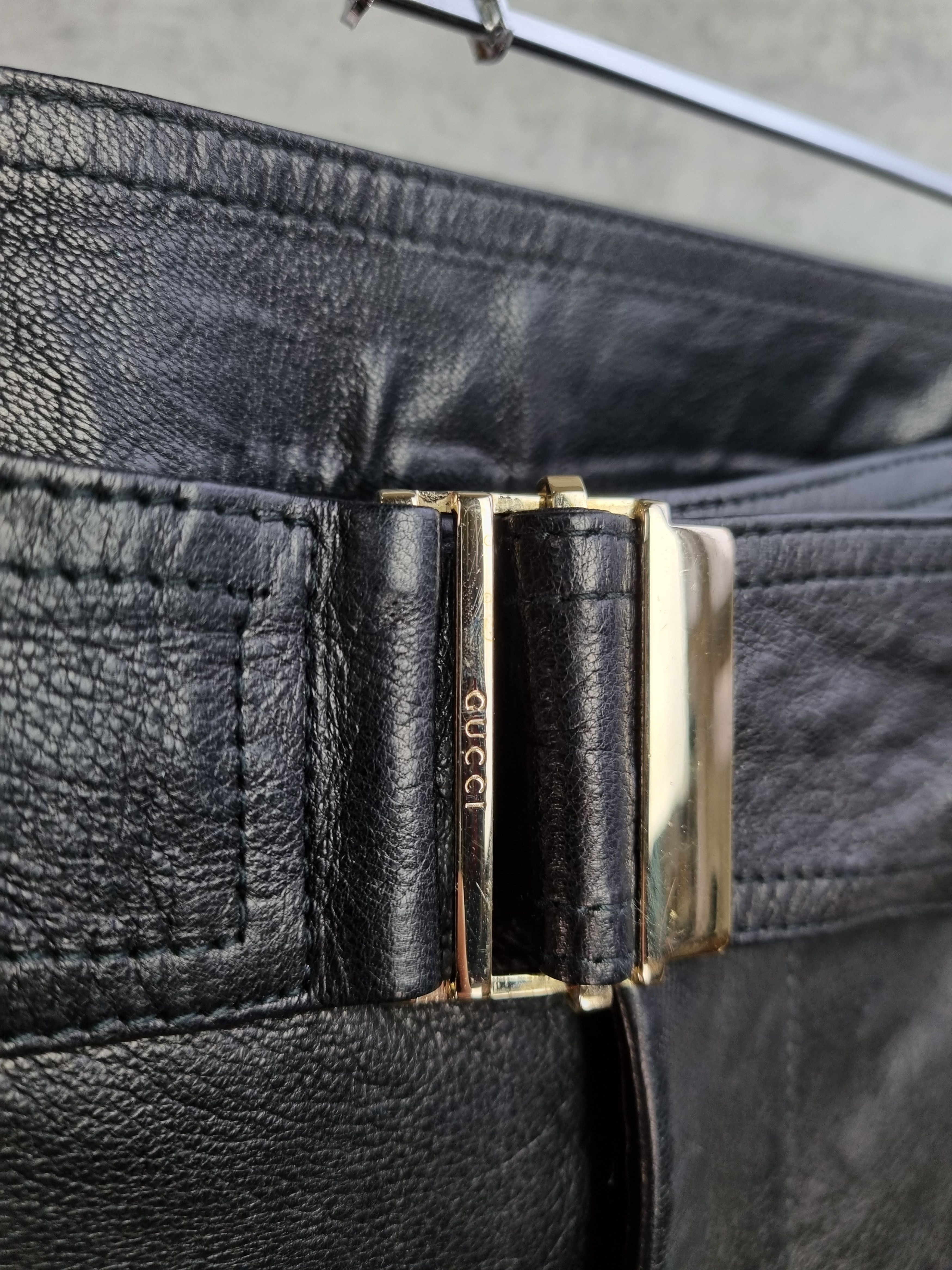 Gucci × Leather × Tom Ford 90s Gucci Leather Double Knees Biker Pants TOM FORD era Size US 32 / EU 48 - 12 Thumbnail