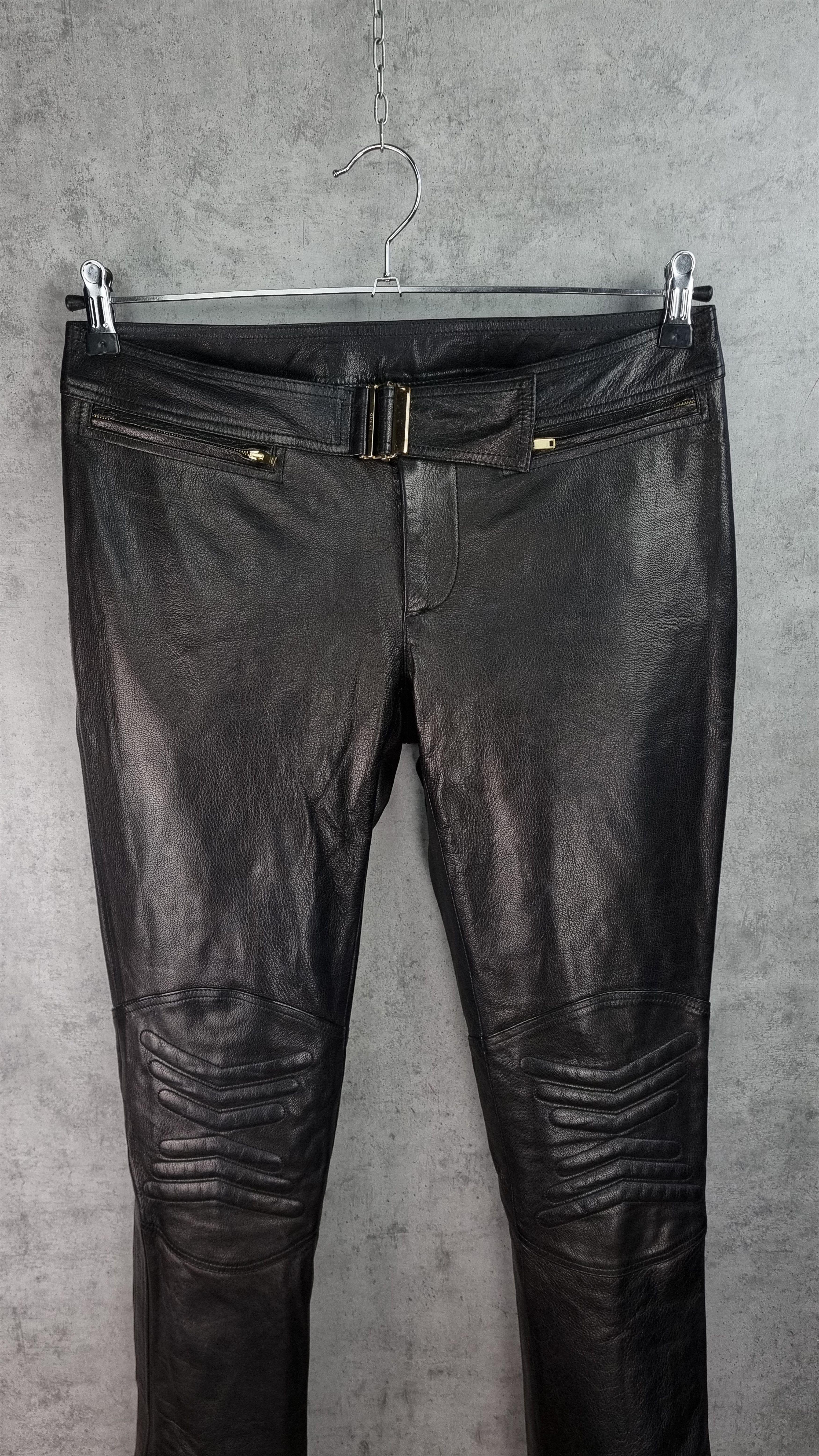 Gucci × Leather × Tom Ford 90s Gucci Leather Double Knees Biker Pants TOM FORD era Size US 32 / EU 48 - 4 Thumbnail