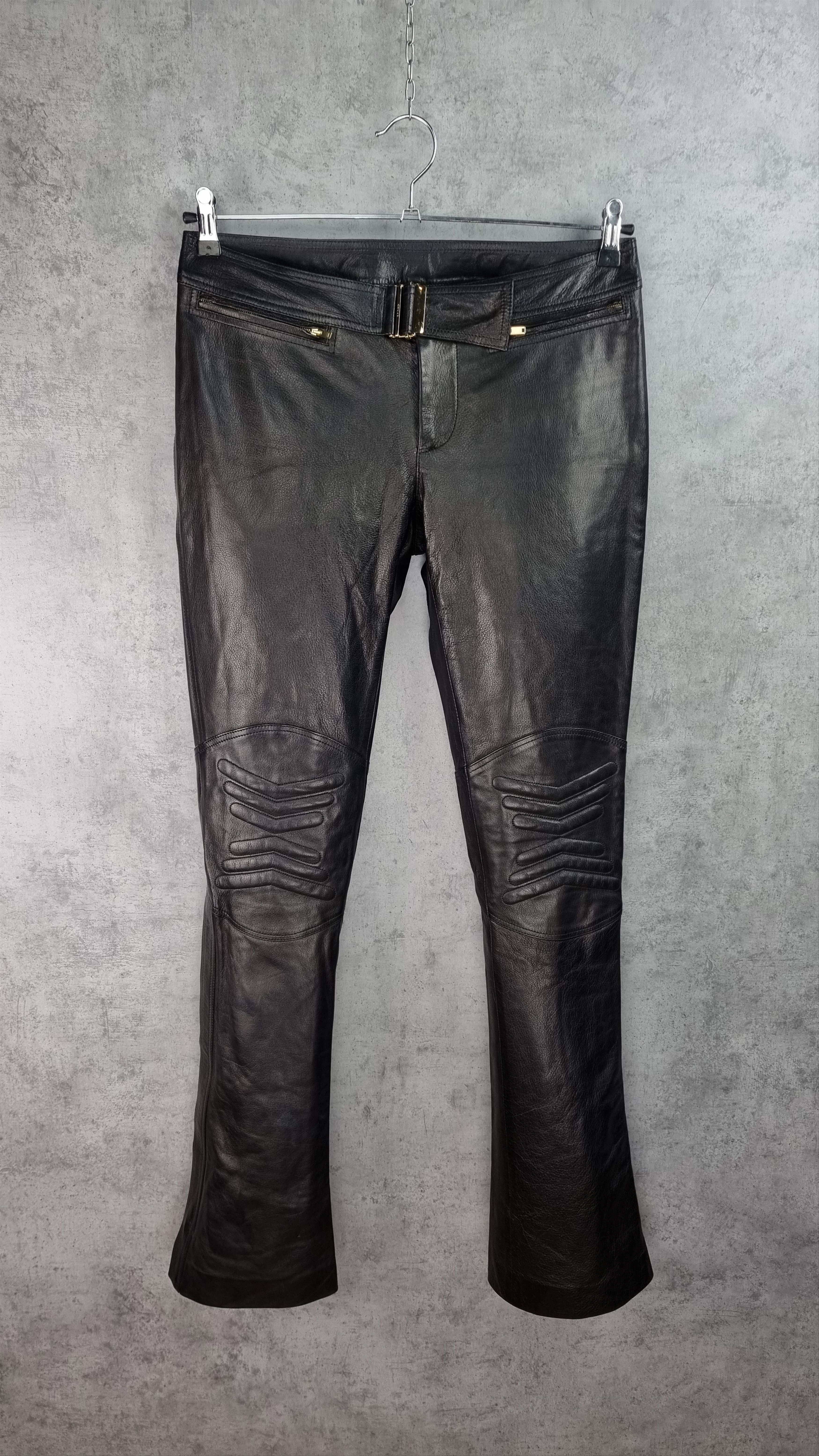 Gucci × Leather × Tom Ford 90s Gucci Leather Double Knees Biker Pants TOM FORD era Size US 32 / EU 48 - 1 Thumbnail