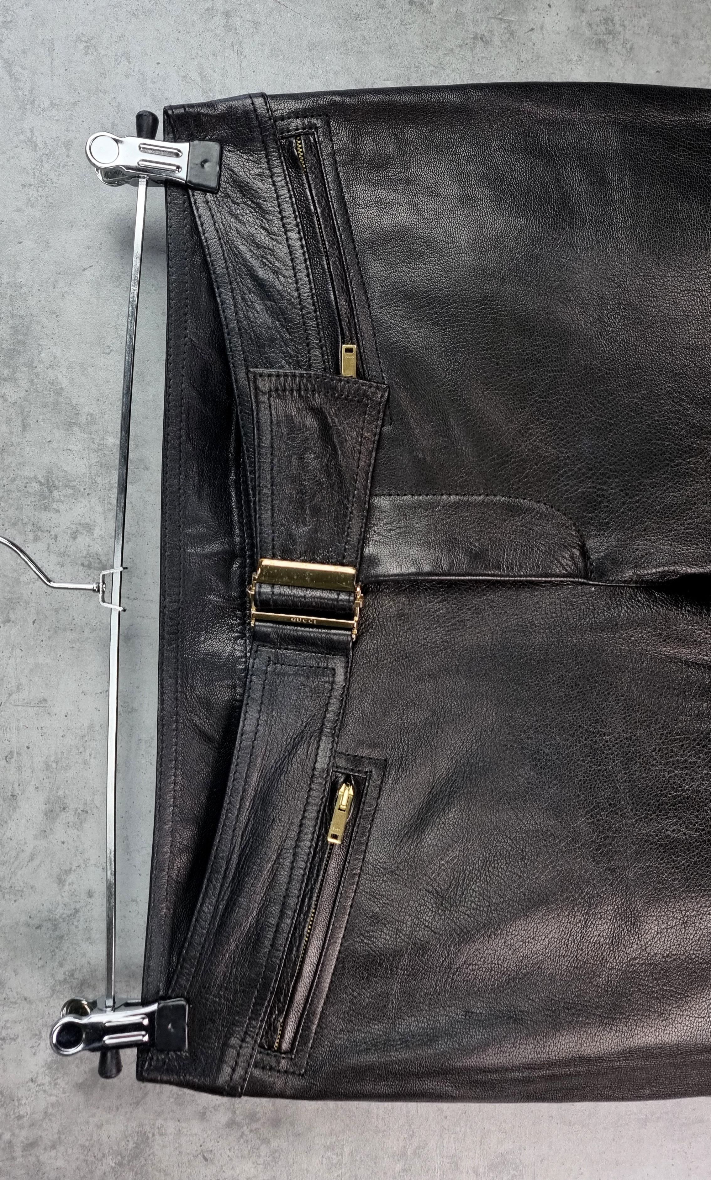 Gucci × Leather × Tom Ford 90s Gucci Leather Double Knees Biker Pants TOM FORD era Size US 32 / EU 48 - 14 Thumbnail