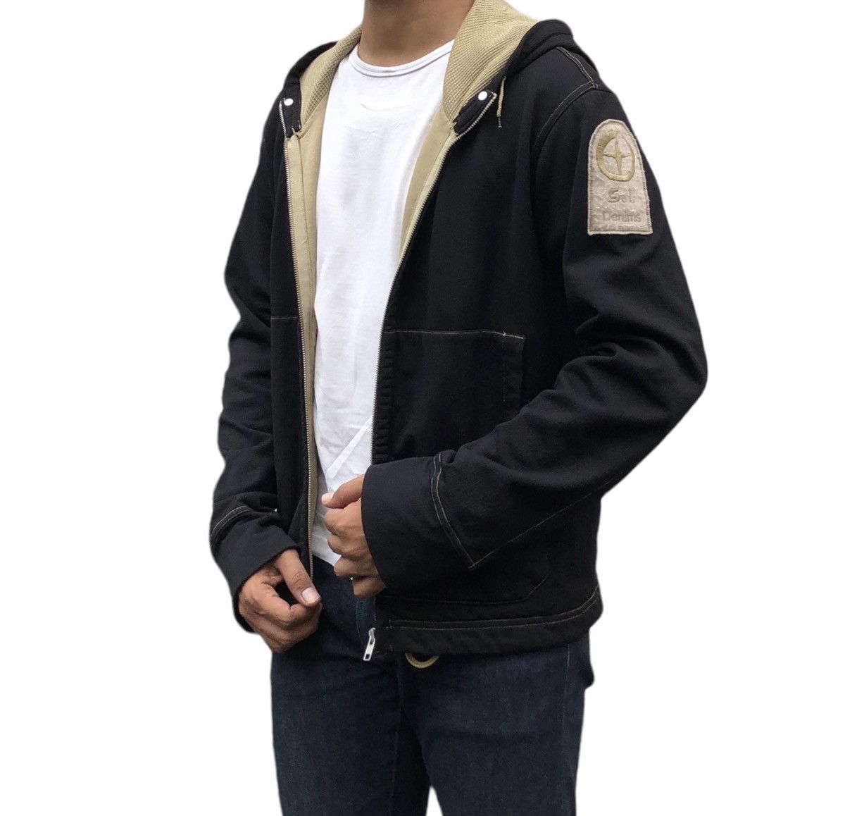 Stone Island Stone Island S.I Denim Patch Logo Black Hooded Jacket Size US M / EU 48-50 / 2 - 3 Thumbnail