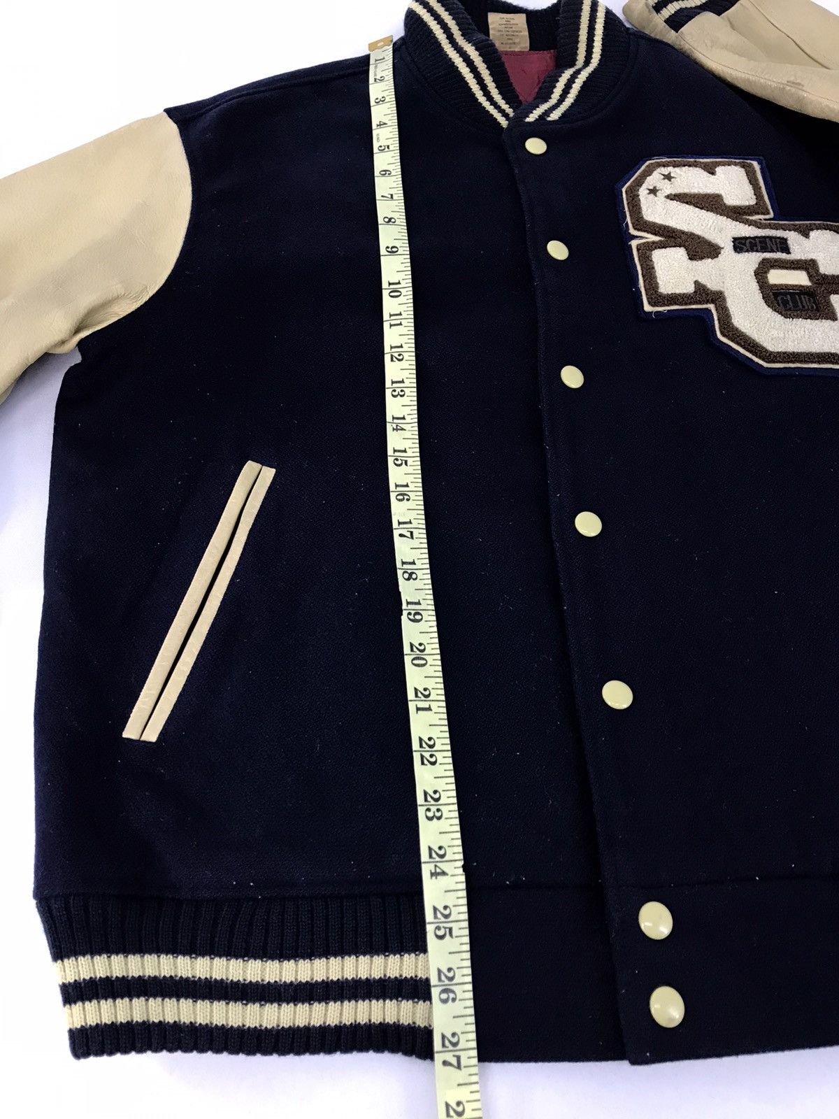 Leather 90s Varsity Jacket Scene Club American Flavor Heavy Wool Size US L / EU 52-54 / 3 - 11 Thumbnail