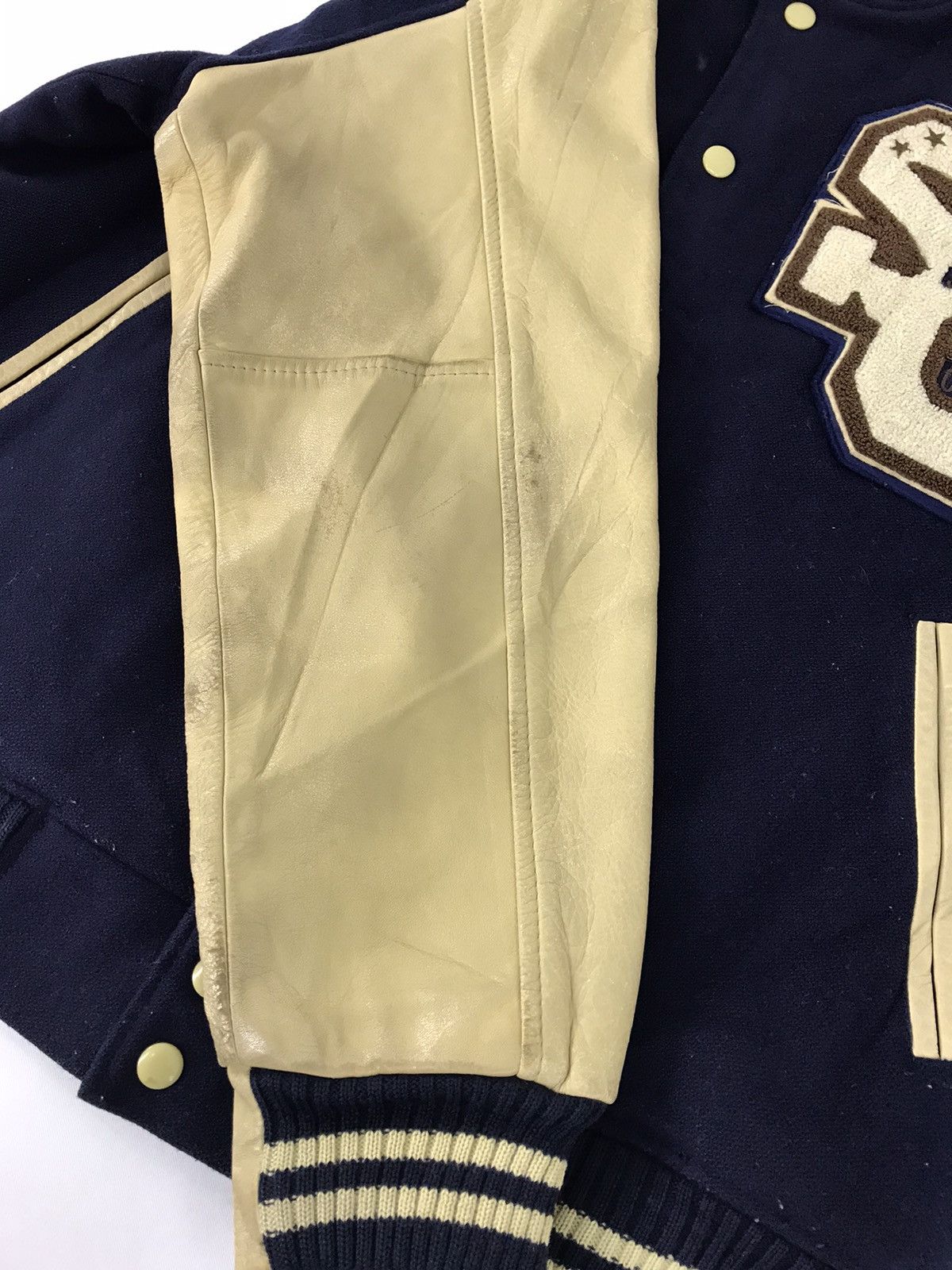 Leather 90s Varsity Jacket Scene Club American Flavor Heavy Wool Size US L / EU 52-54 / 3 - 15 Thumbnail