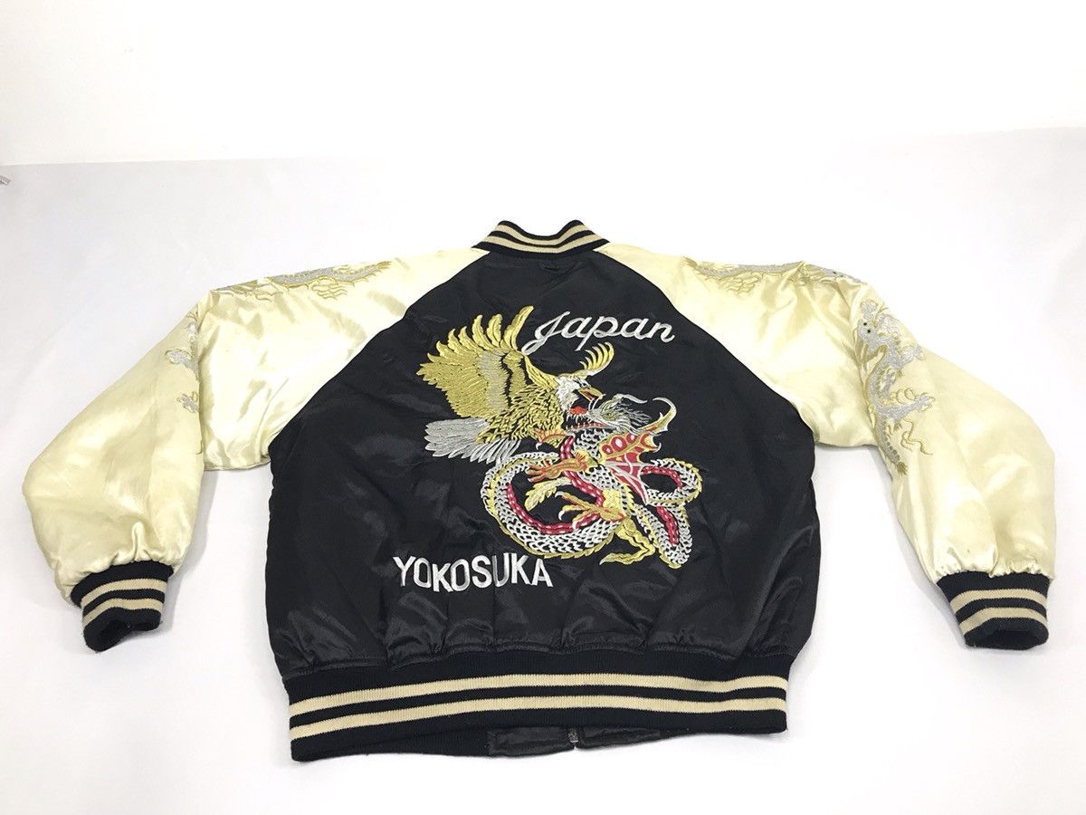Japanese Brand Sukajan Souvenir Embroidery Dragon Satin Jacket Yokosuka Size US M / EU 48-50 / 2 - 1 Thumbnail