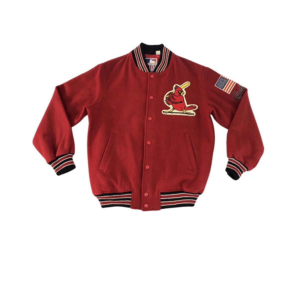 image of American Vintage Cardinals Baseball Team Mlb Varsity Jacket in Red, Men's (Size Medium)