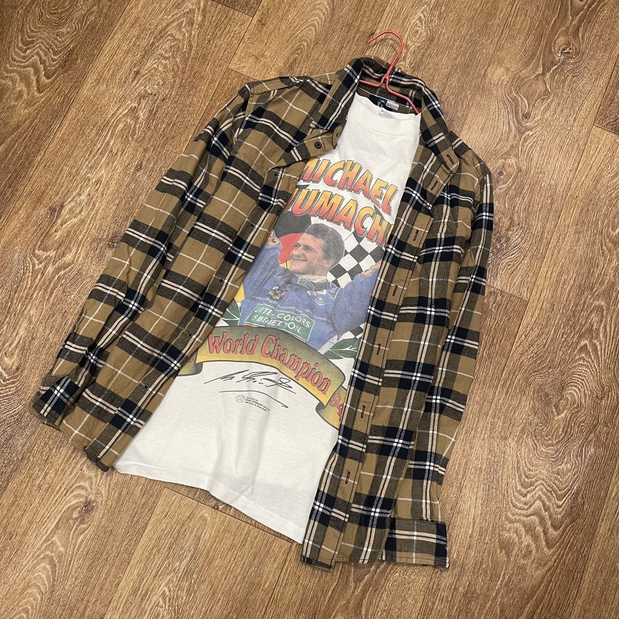 Vintage Vintage 90s Plaid Chore Coat Oversized Baggy Grunge Tan S Size US S / EU 44-46 / 1 - 1 Thumbnail