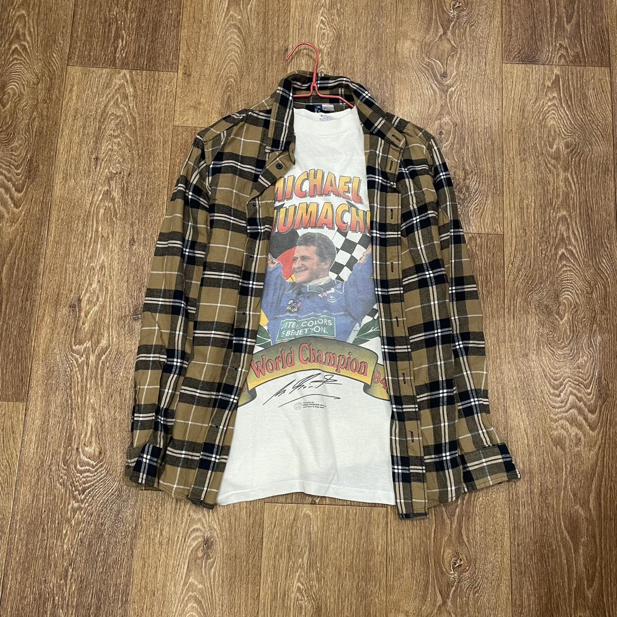 Vintage Vintage 90s Plaid Chore Coat Oversized Baggy Grunge Tan S Size US S / EU 44-46 / 1 - 2 Thumbnail