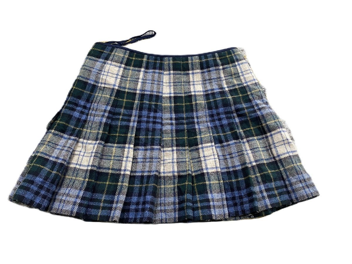 RALPH LAUREN MINI SKIRT WOOL PLAID LEATHER BELT