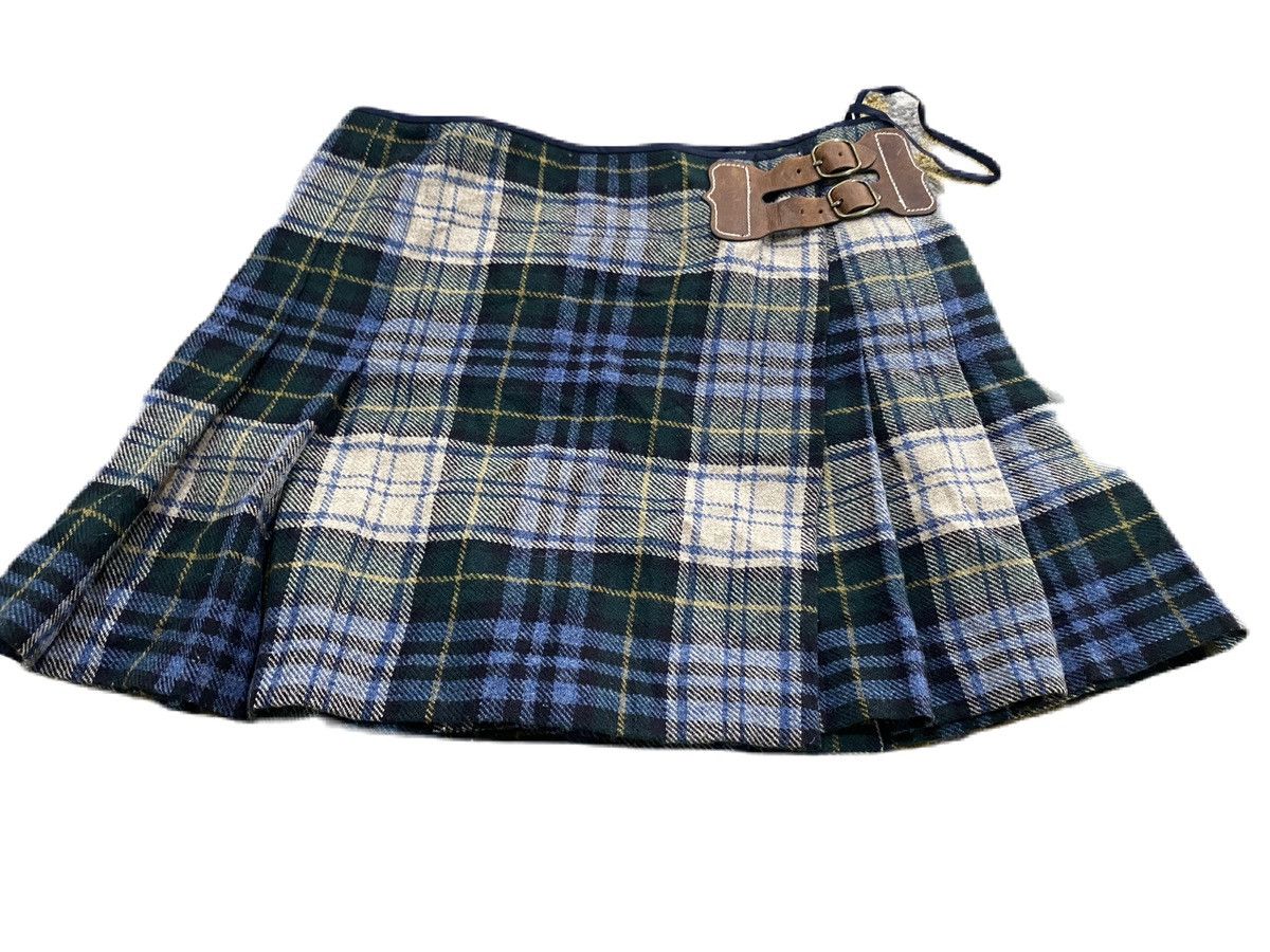 Polo Ralph Lauren RALPH LAUREN MINI SKIRT WOOL PLAID LEATHER BELT Size 27" / US 4 / IT 40 - 3 Thumbnail