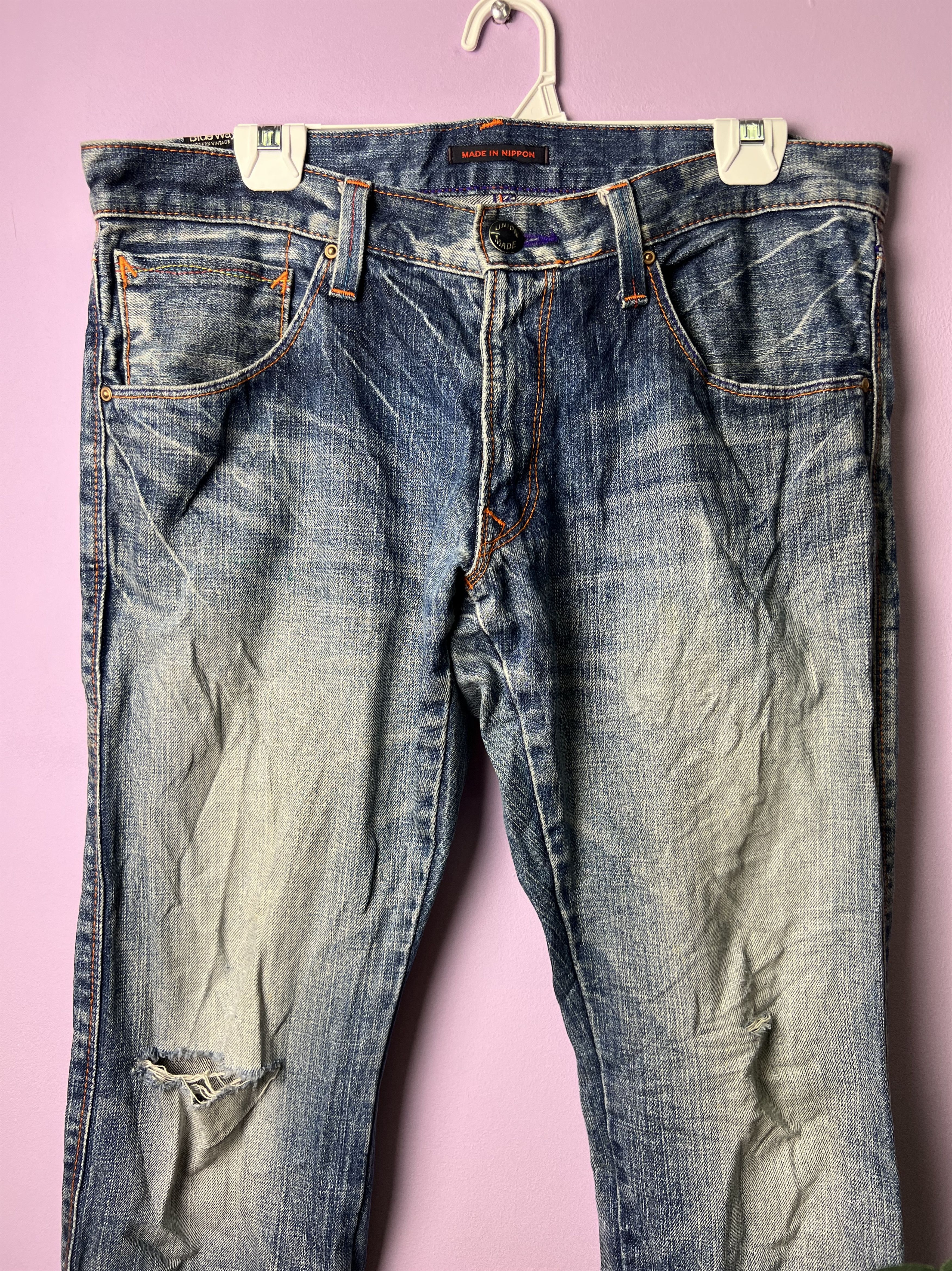 Japanese Brand 🔥Vintage Blue Way Union Made Distressed Denim Size US 36 / EU 52 - 4 Thumbnail