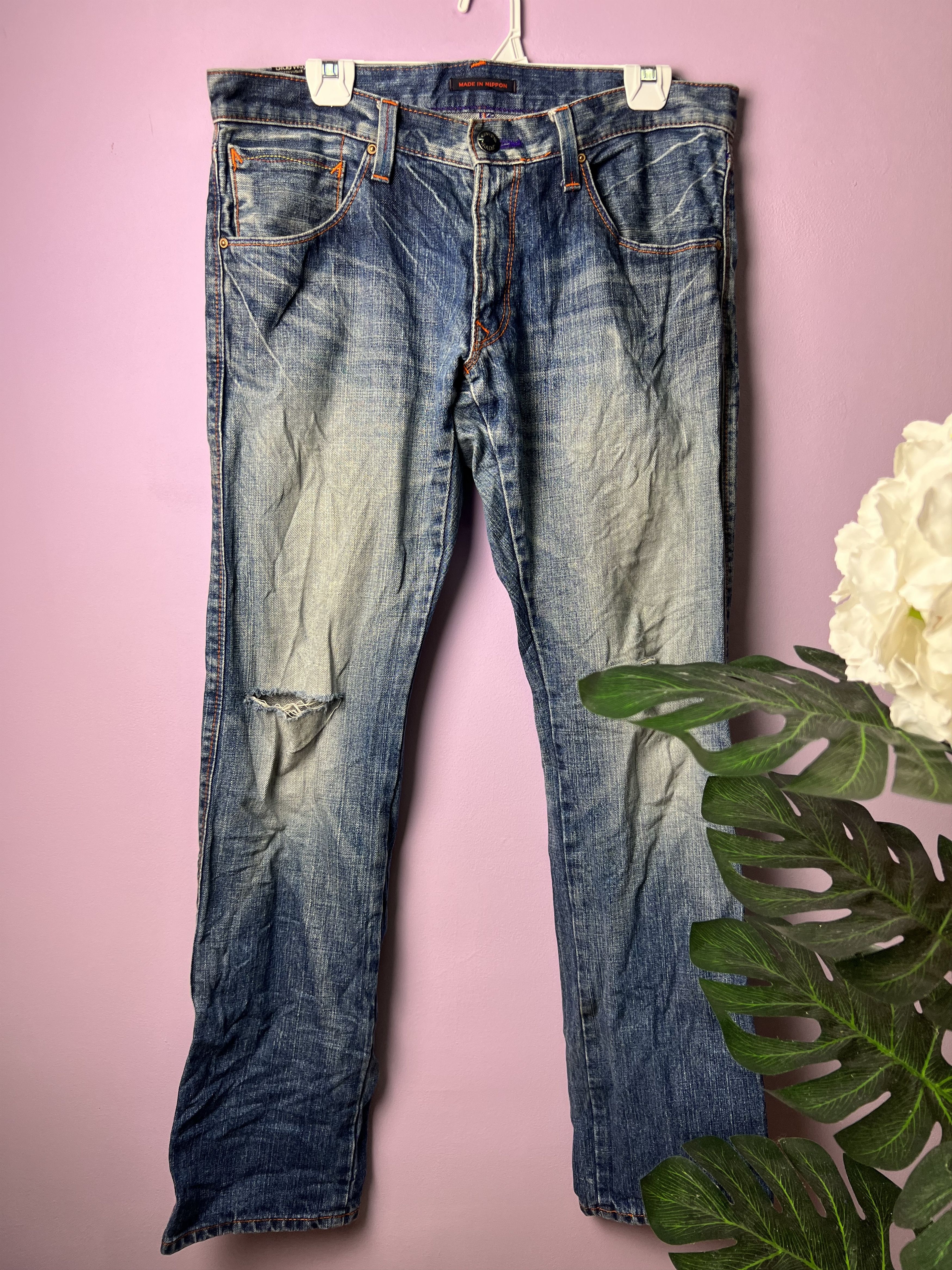 Japanese Brand 🔥Vintage Blue Way Union Made Distressed Denim Size US 36 / EU 52 - 2 Thumbnail