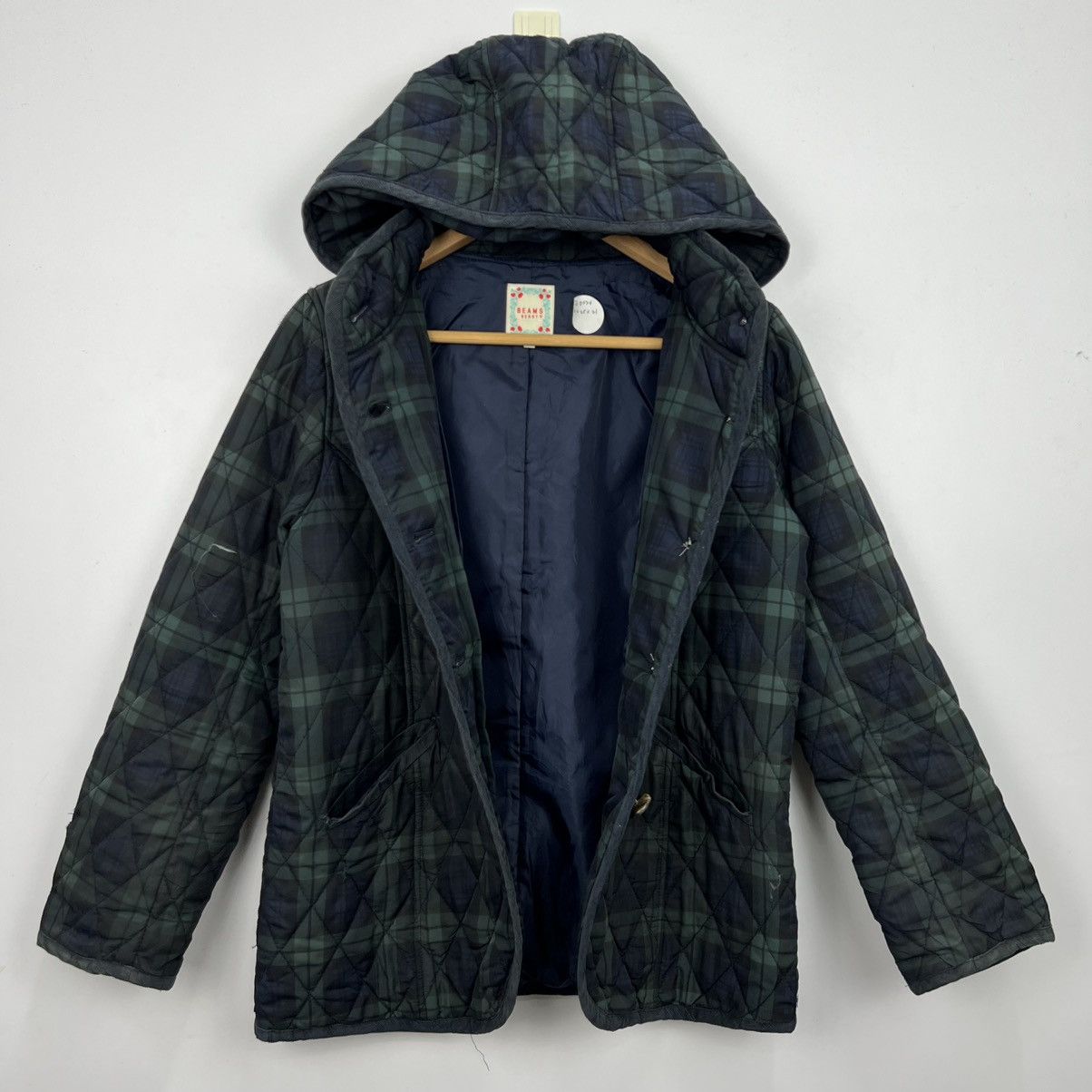 Beams Plus Vintage Beams Heart Checkered Quilted Hoodie Jacket J0035 Size US M / EU 48-50 / 2 - 6 Thumbnail