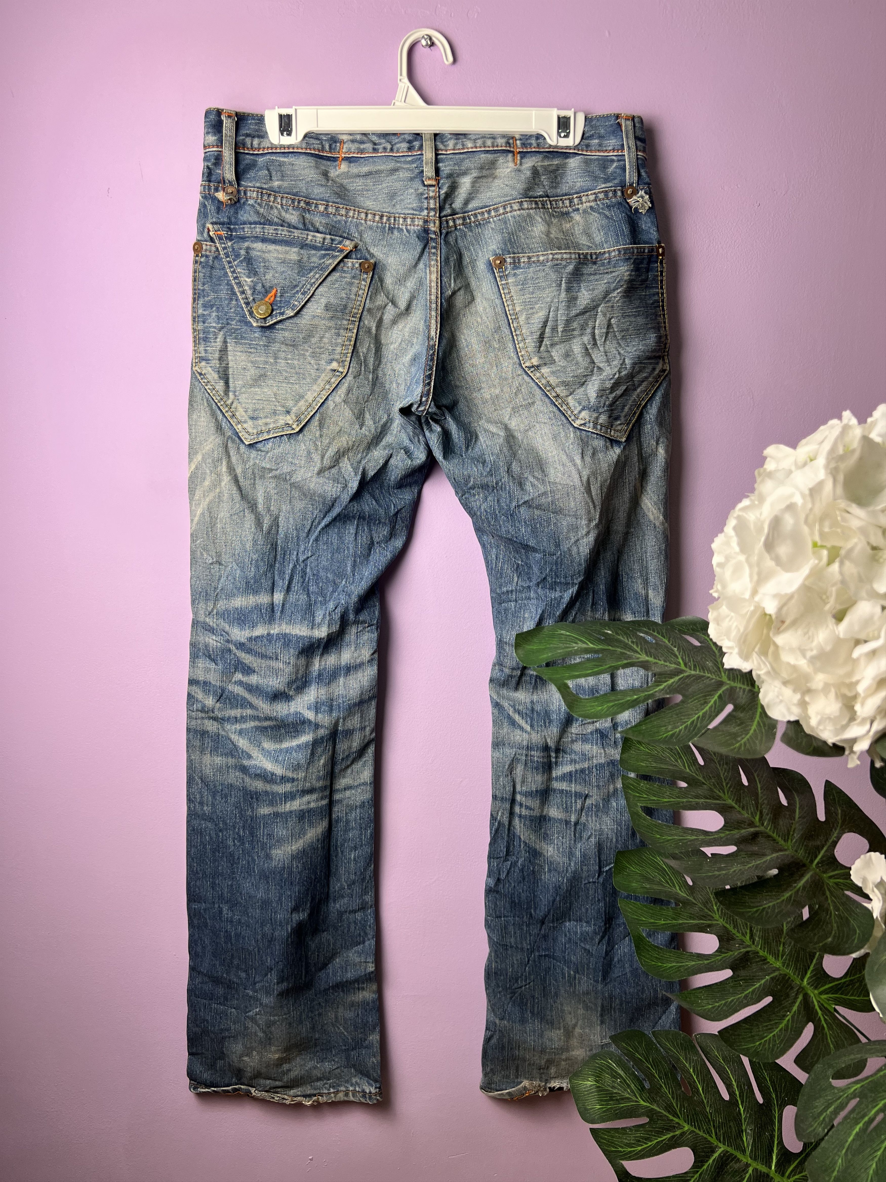 Japanese Brand 🔥Rare Vintage Blue Way Distressed Denim Size US 34 / EU 50 - 3 Thumbnail