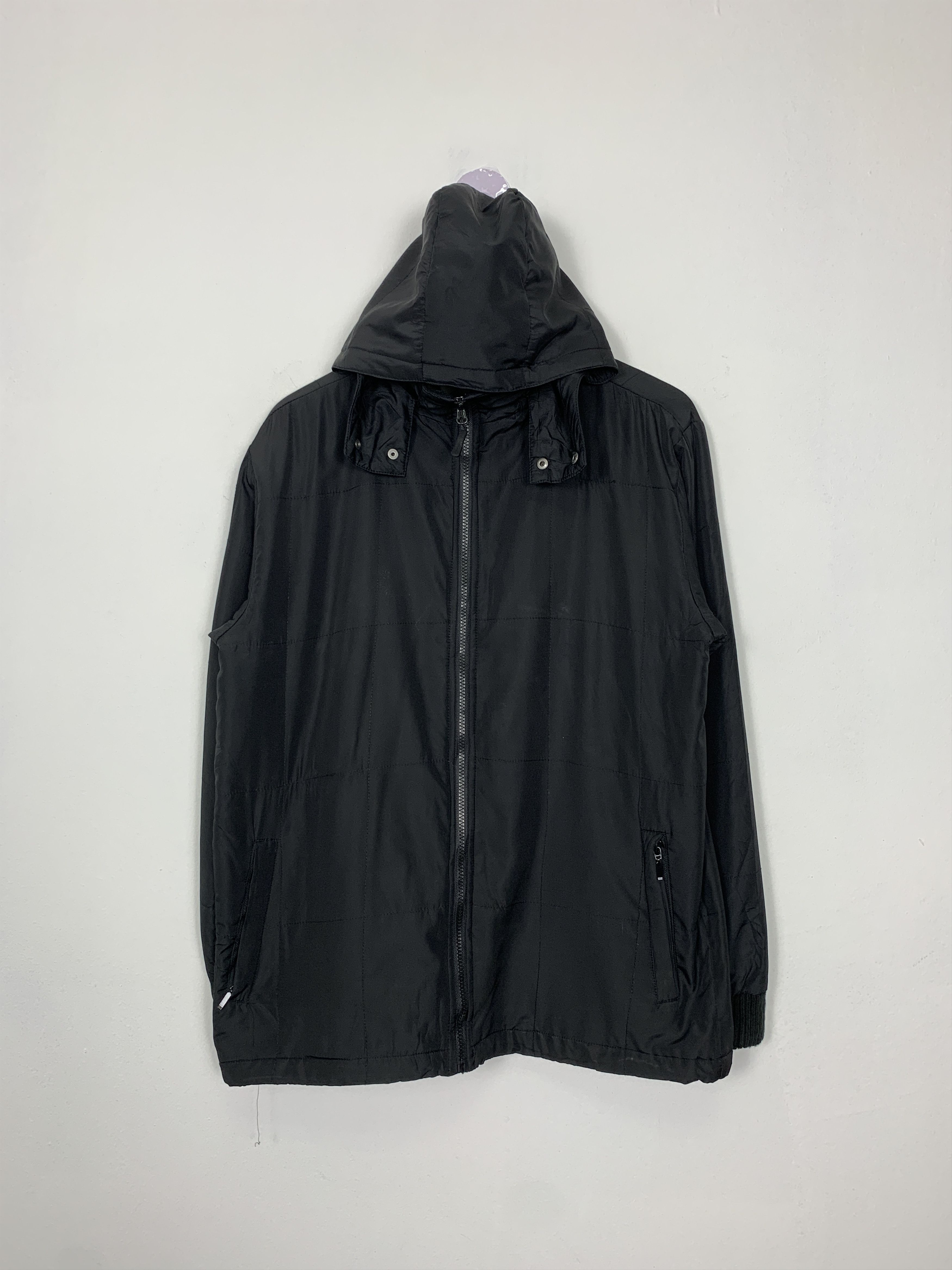 image of Vintage Jacket Checkered Lining in Black, Men's (Size Medium)