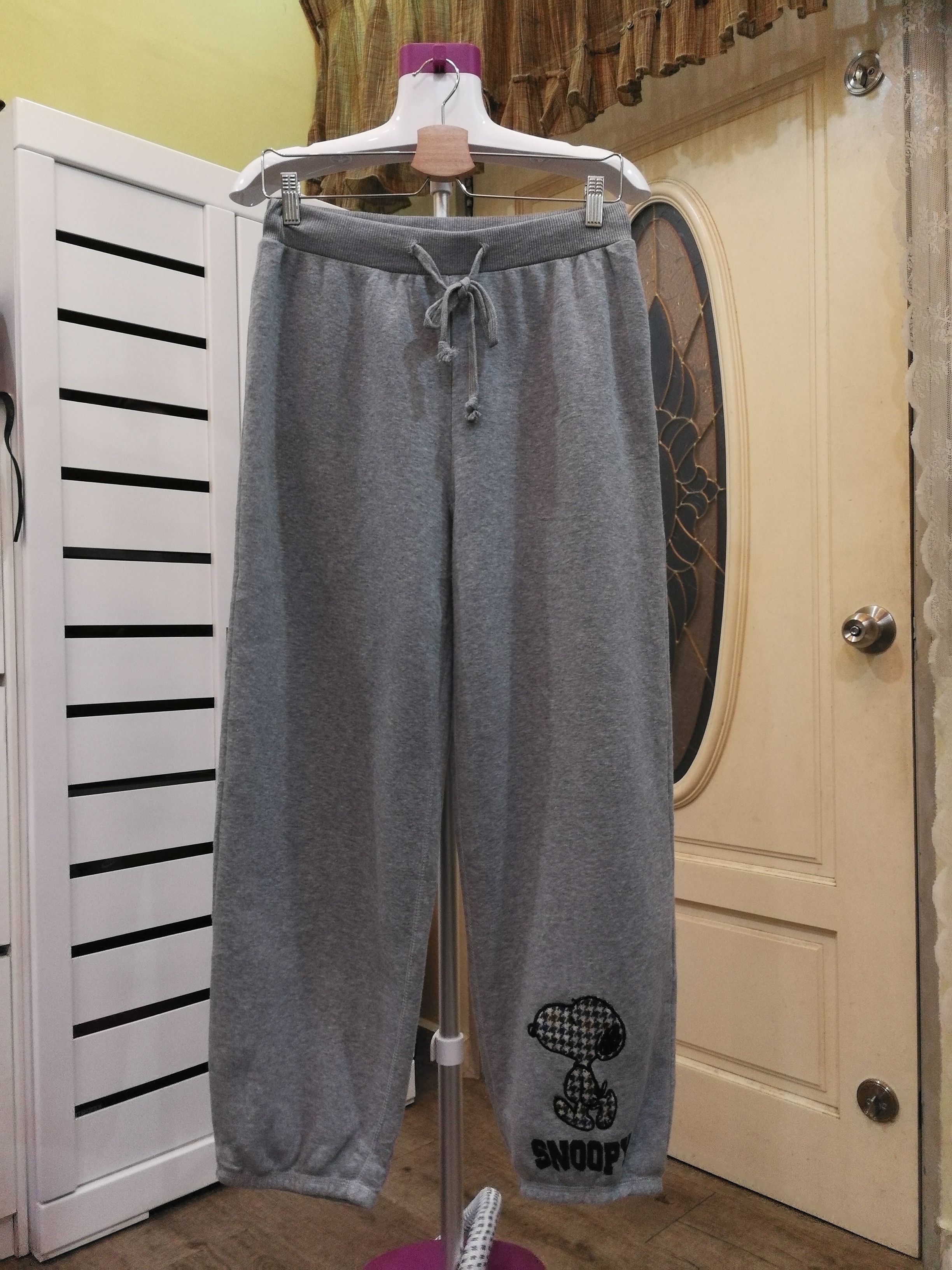 image of Harris Tweed x Peanuts Sweatpants Embroidered Logo Size 33 in Grey, Men's