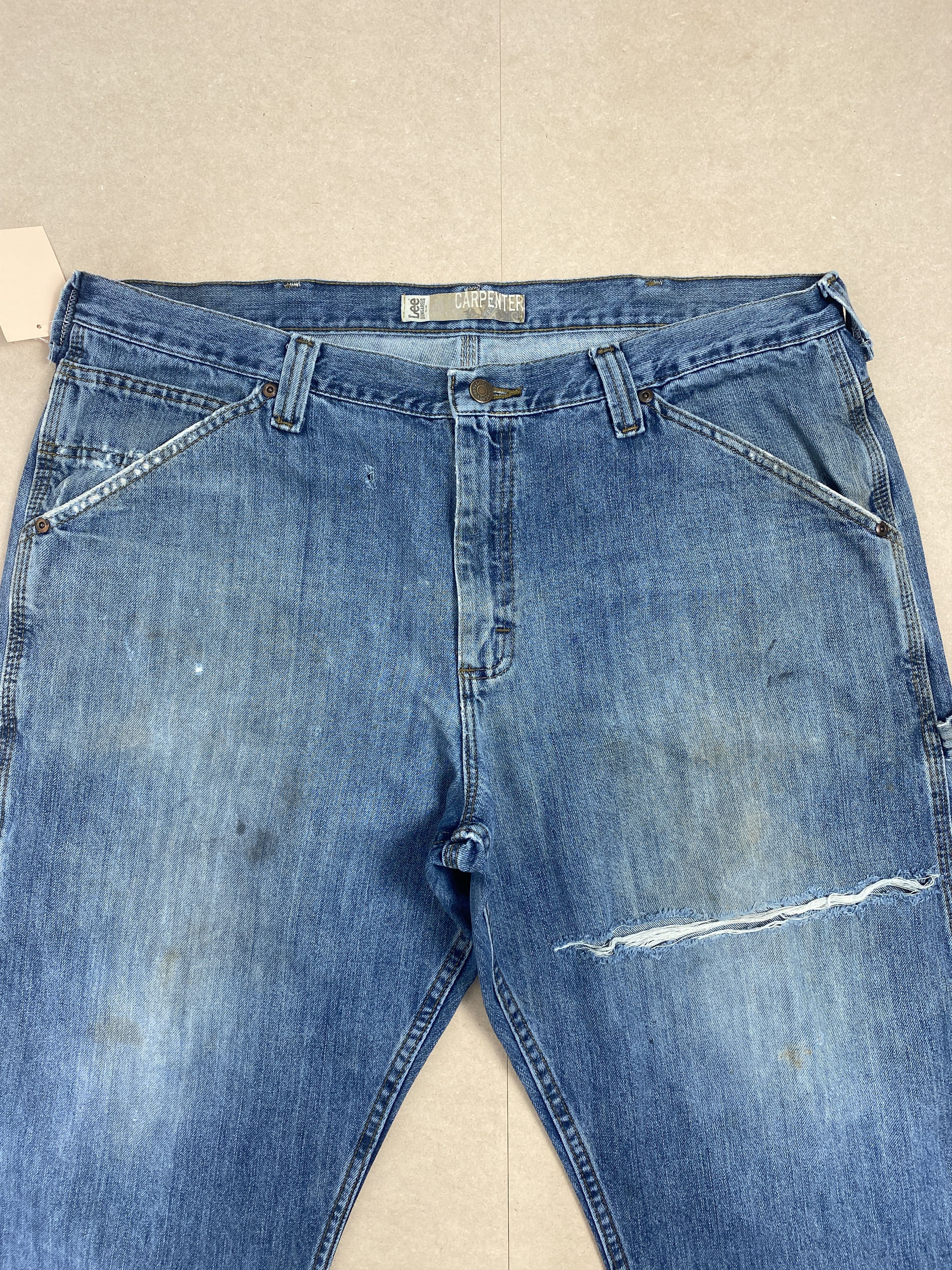 Lee × Vintage Vintage Lee Carpenter Straight Cut Faded Blue Jeans Size US 41 - 2 Thumbnail