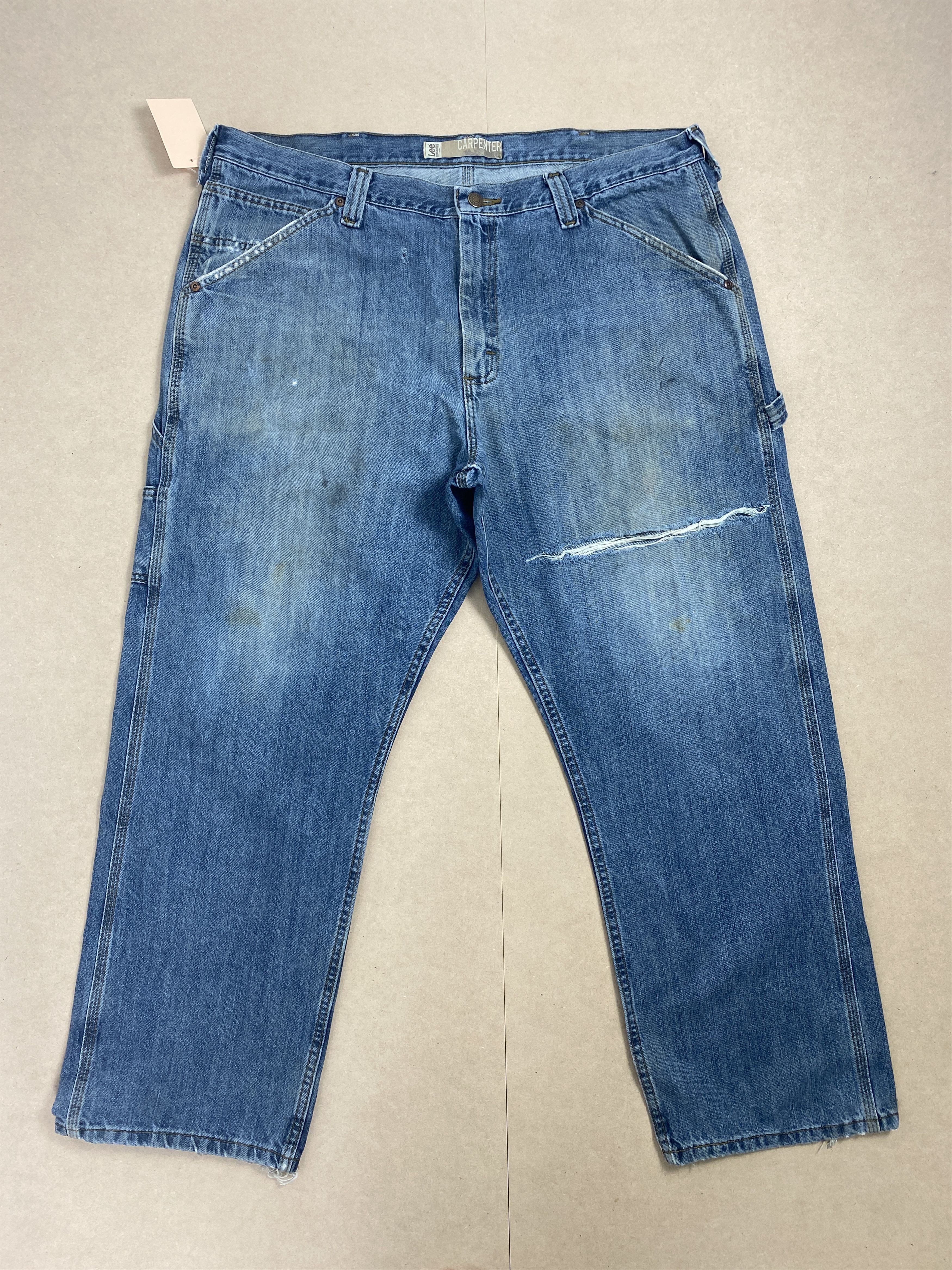 Lee × Vintage Vintage Lee Carpenter Straight Cut Faded Blue Jeans Size US 41 - 1 Thumbnail