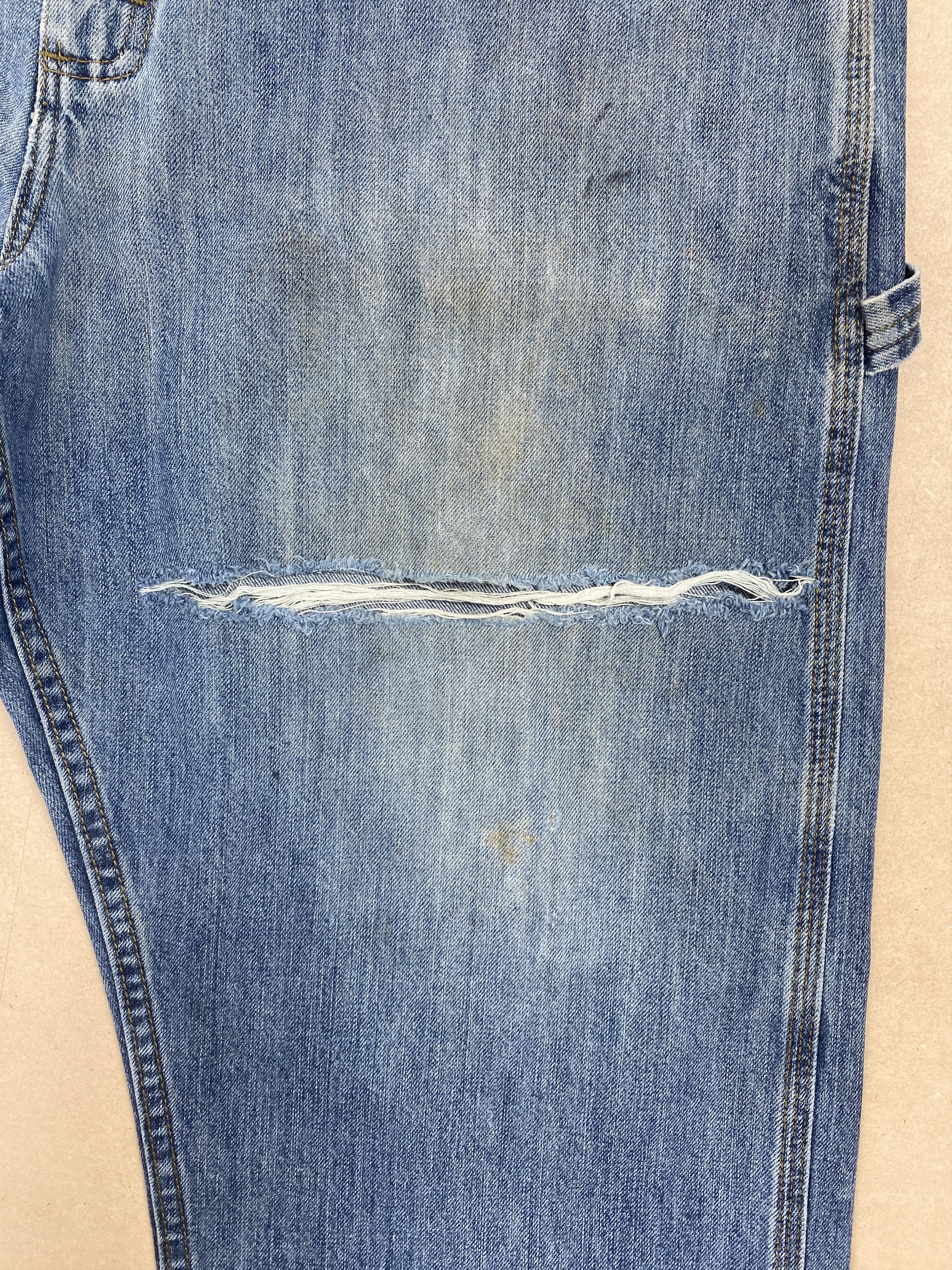 Lee × Vintage Vintage Lee Carpenter Straight Cut Faded Blue Jeans Size US 41 - 3 Thumbnail