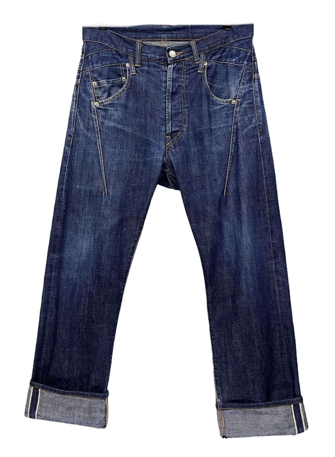 image of Designer Cabane De Zucca A-Net Distressed Selvedge Denim in Blue, Men's (Size 32)