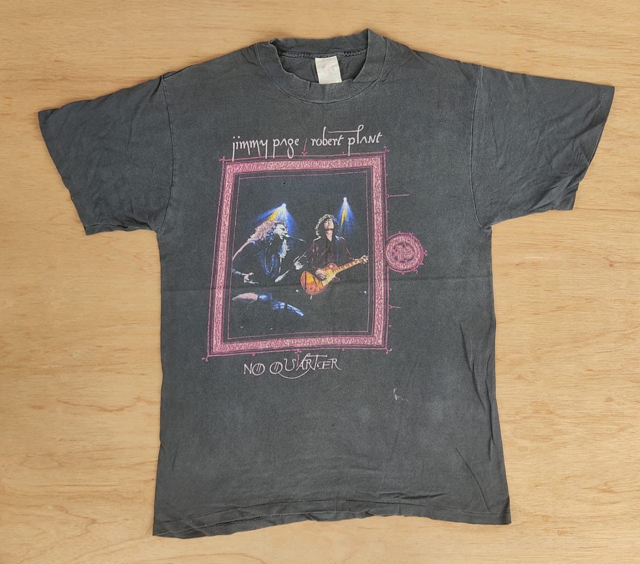 image of Band Tees x Tour Tee Vintage Tee B16 Jimmy Page Robert Plant in Black, Men's (Size Large)