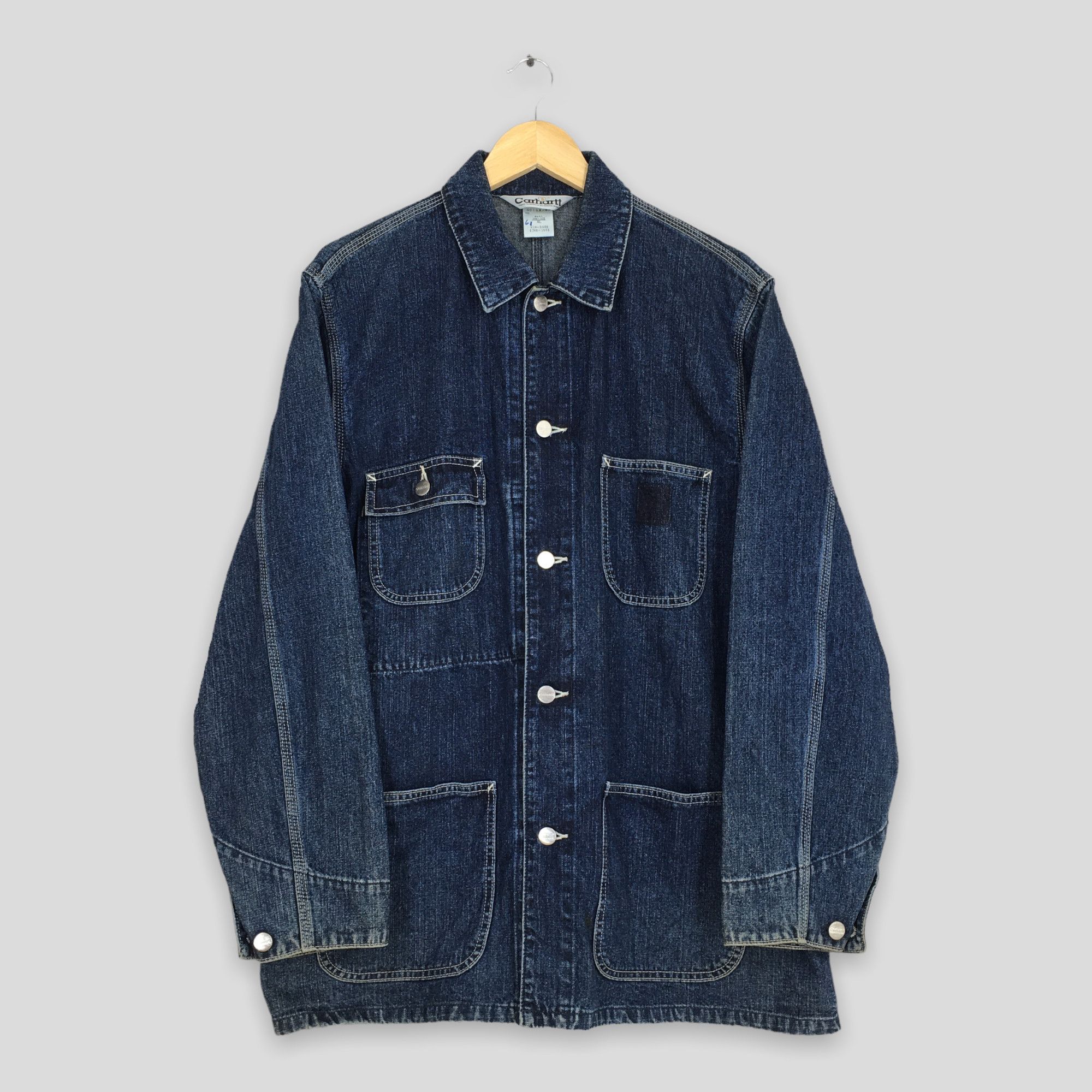 image of Vintage 90's Carhartt Denim Jeans Workwear Jacket Xlarge in Blue Denim, Men's