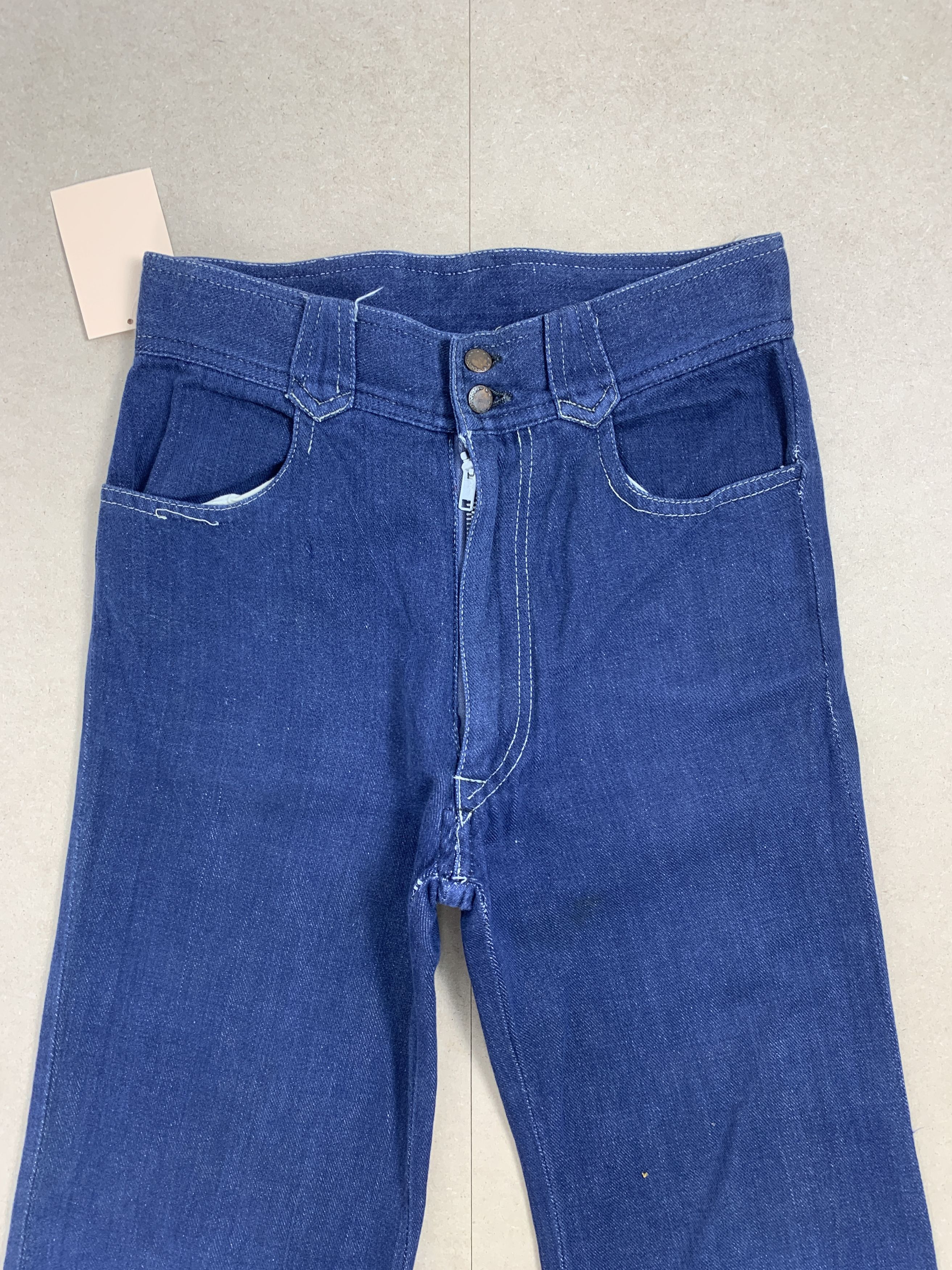 Japanese Brand Vintage 70s Retro Bell Bottom Flared Blue Jeans P0132 Size US 26 / EU 42 - 2 Thumbnail