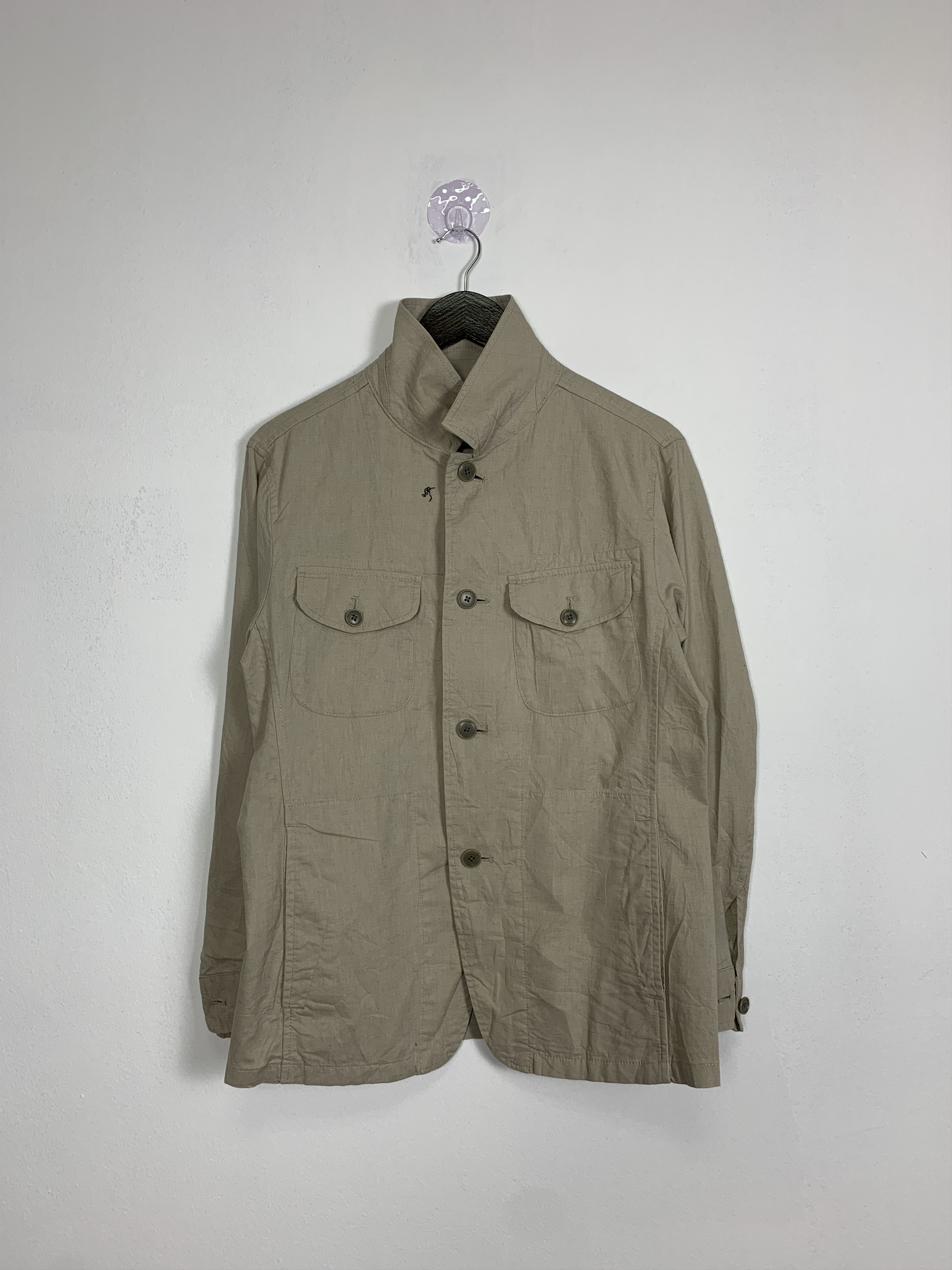 image of Uniqlo Cotton Button Up Jacket in Light Brown, Men's (Size Small)