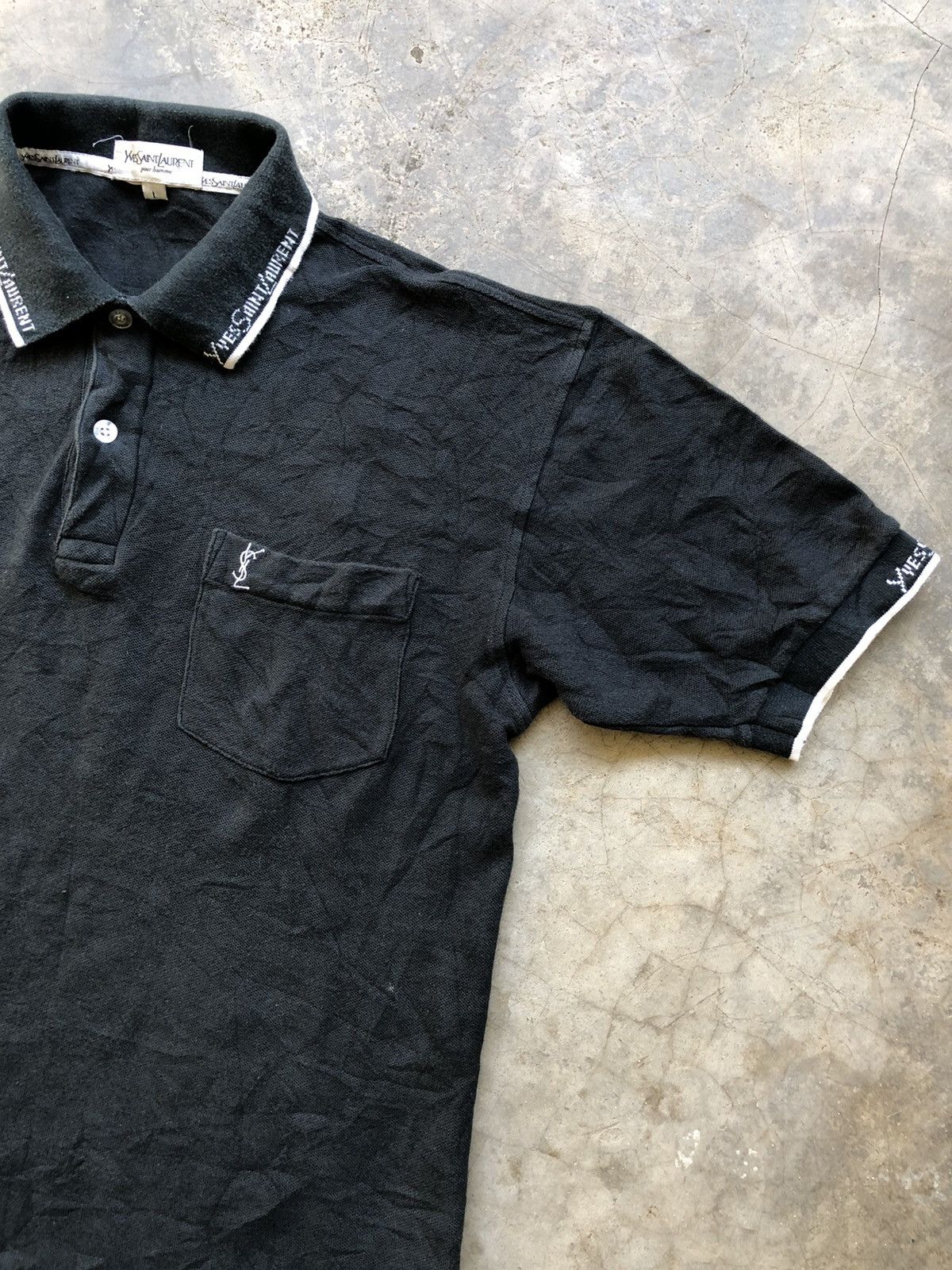 Yves Saint Laurent YSL Pour Homme Logo Collar Vintage Polo Shirt (L) Size US L / EU 52-54 / 3 - 3 Thumbnail