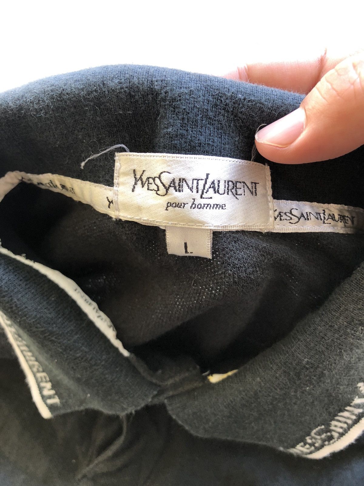 Yves Saint Laurent YSL Pour Homme Logo Collar Vintage Polo Shirt (L) Size US L / EU 52-54 / 3 - 7 Thumbnail