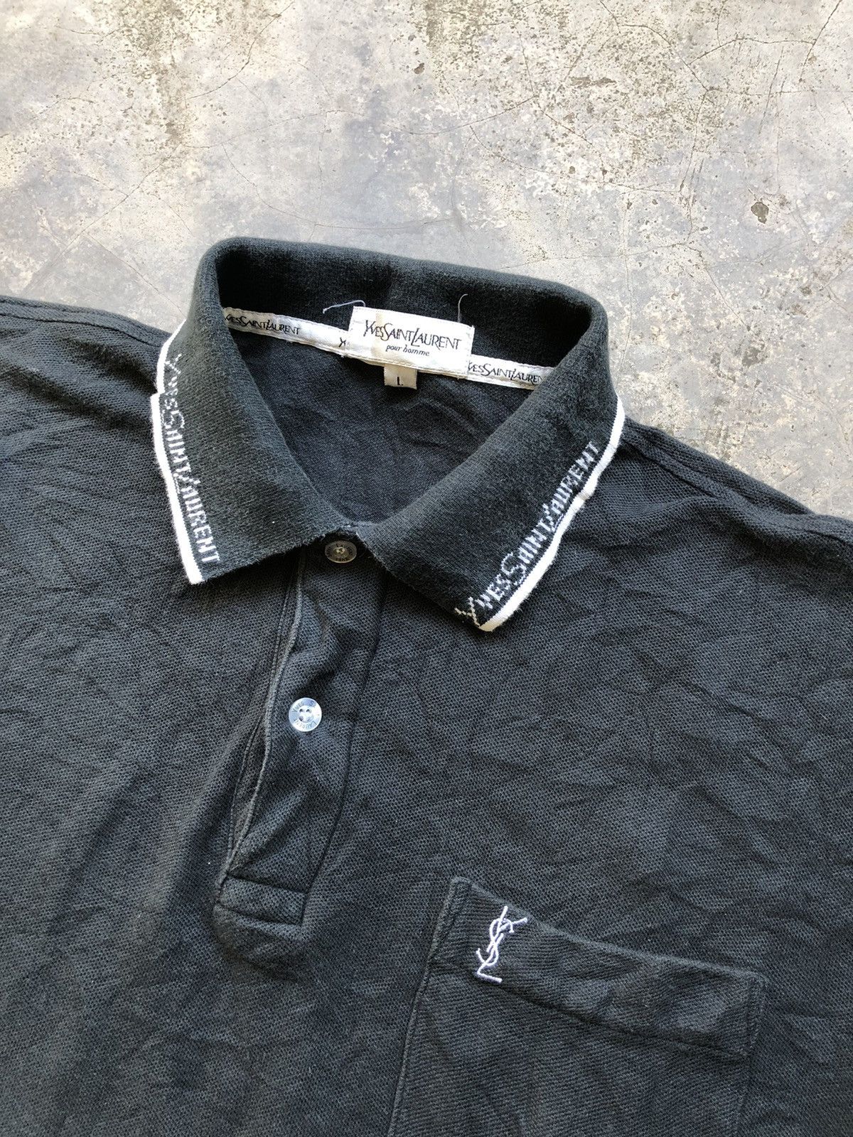 Yves Saint Laurent YSL Pour Homme Logo Collar Vintage Polo Shirt (L) Size US L / EU 52-54 / 3 - 5 Thumbnail