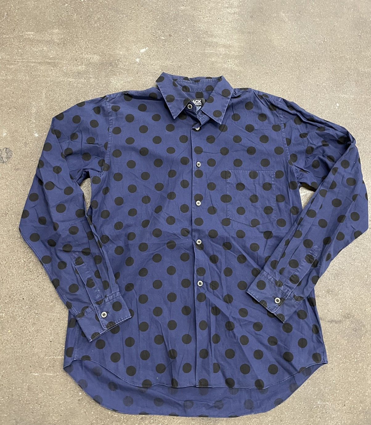 image of Comme Des Garcons x Junya Watanabe Cdg Black Polka Dot Shirt Aw 2013 in Blue, Men's (Size Large)