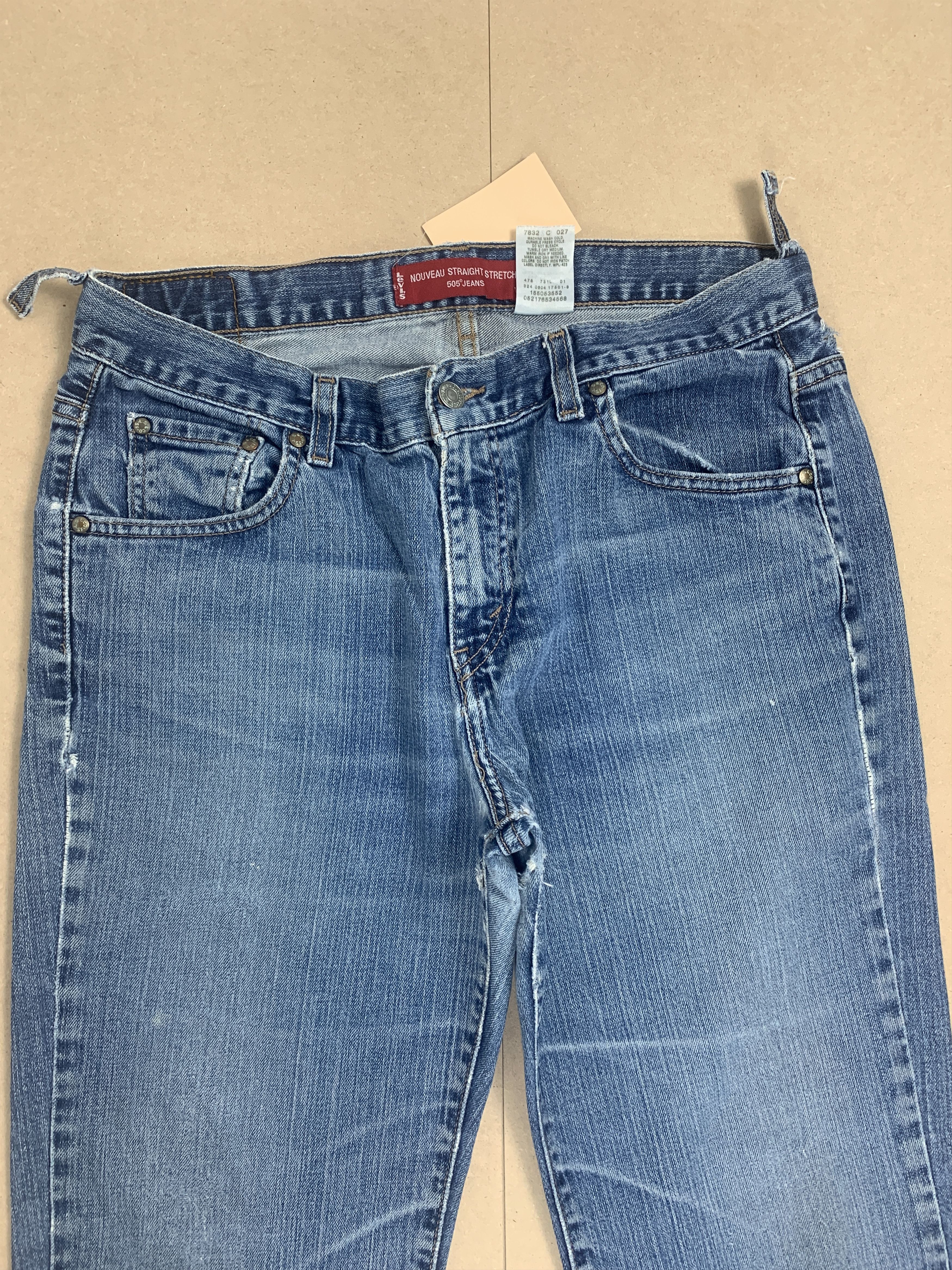 Levi's × Vintage Vintage Levis 505 Straight Cut Faded Blue Jeans Size US 34 / EU 50 - 2 Thumbnail