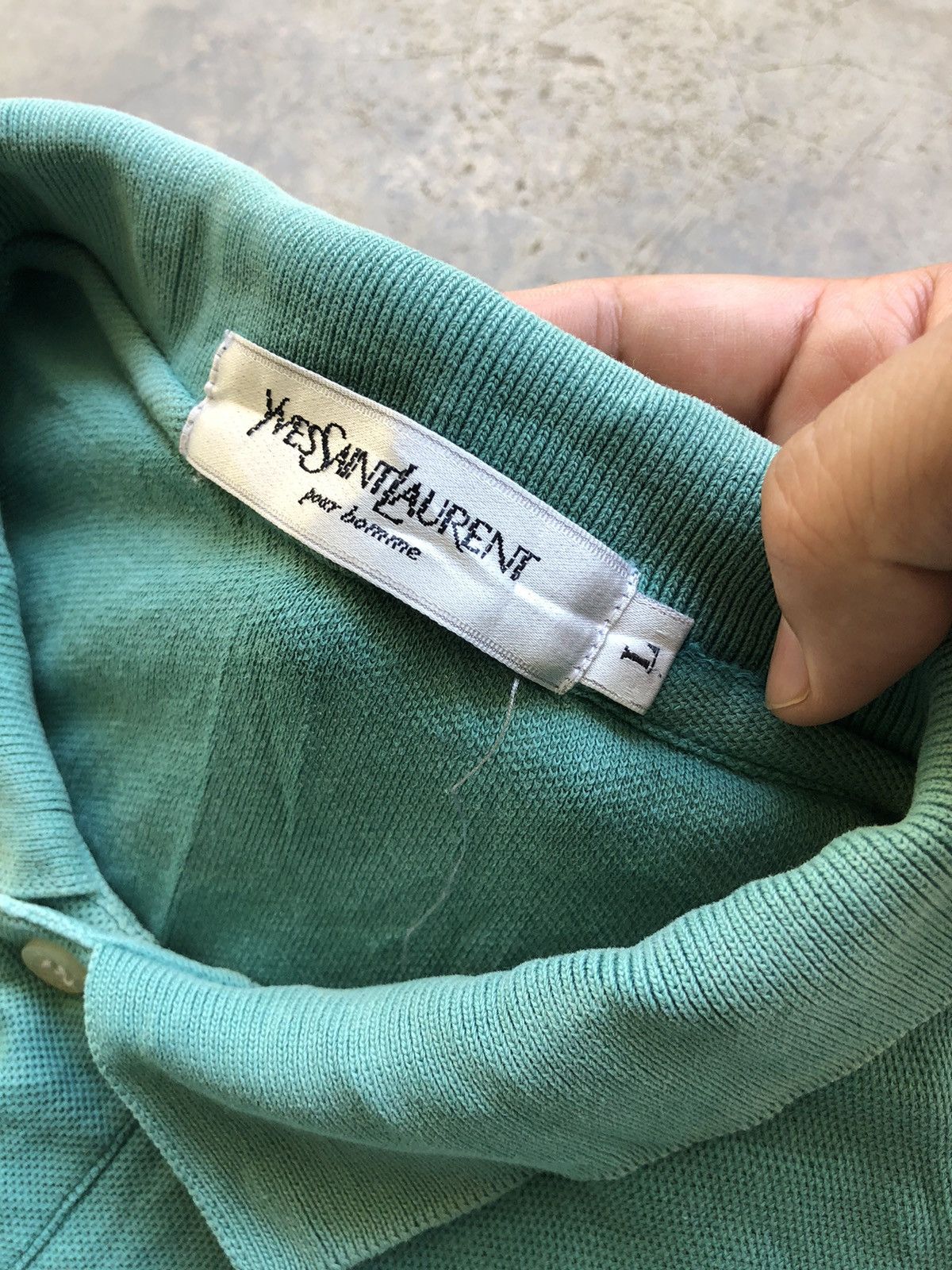 Yves Saint Laurent YSL Pour Homme Faded Teal Polo Size US L / EU 52-54 / 3 - 6 Thumbnail