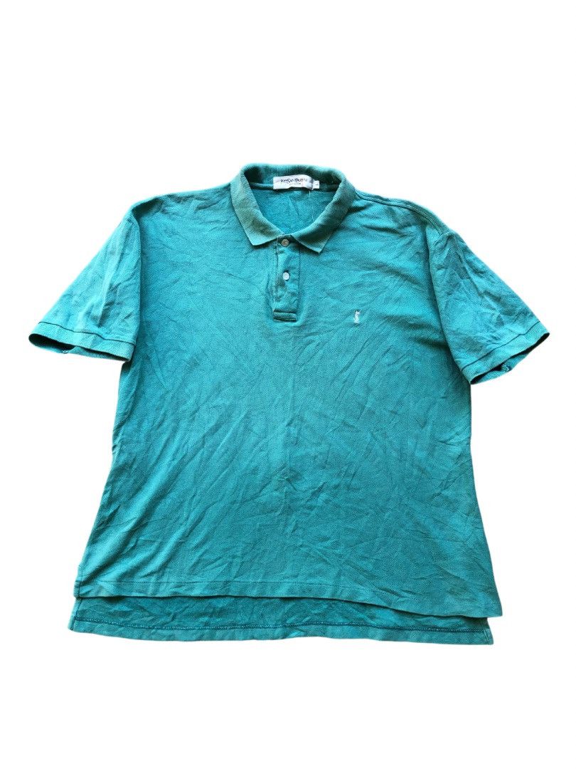 Yves Saint Laurent YSL Pour Homme Faded Teal Polo Size US L / EU 52-54 / 3 - 1 Thumbnail