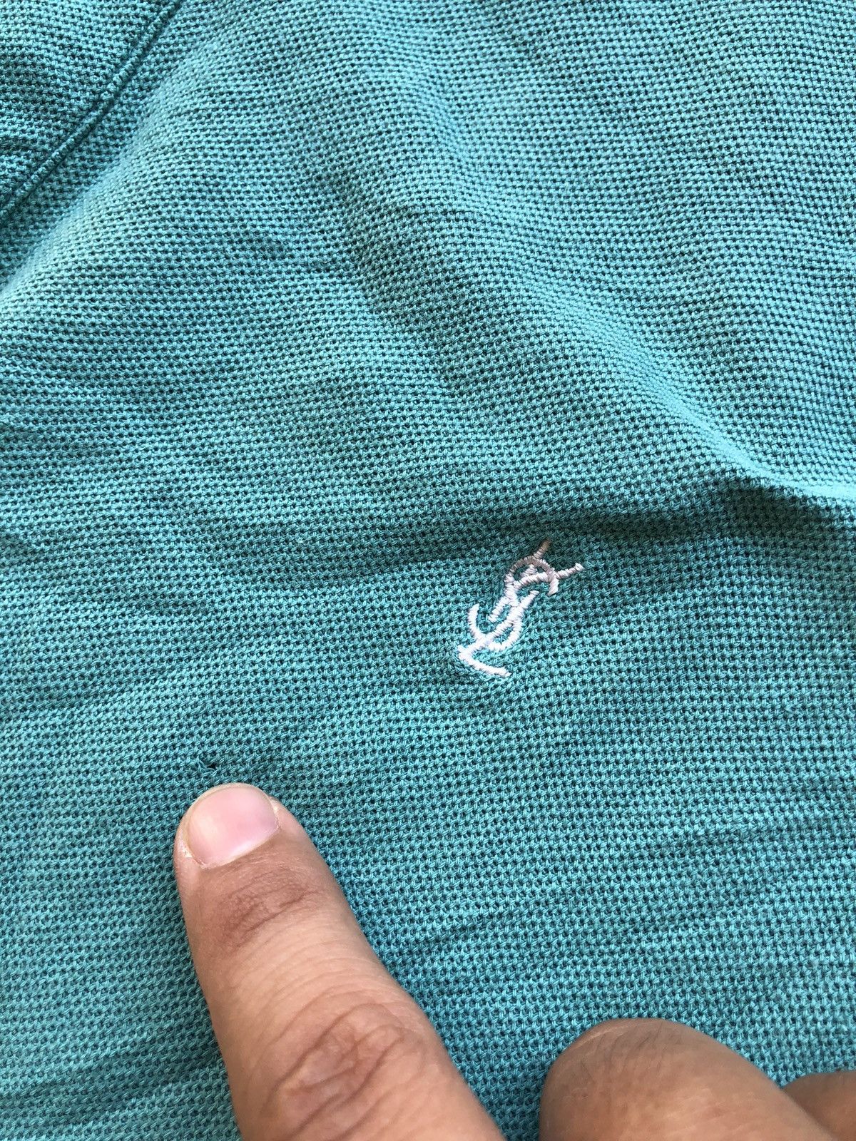Yves Saint Laurent YSL Pour Homme Faded Teal Polo Size US L / EU 52-54 / 3 - 5 Thumbnail
